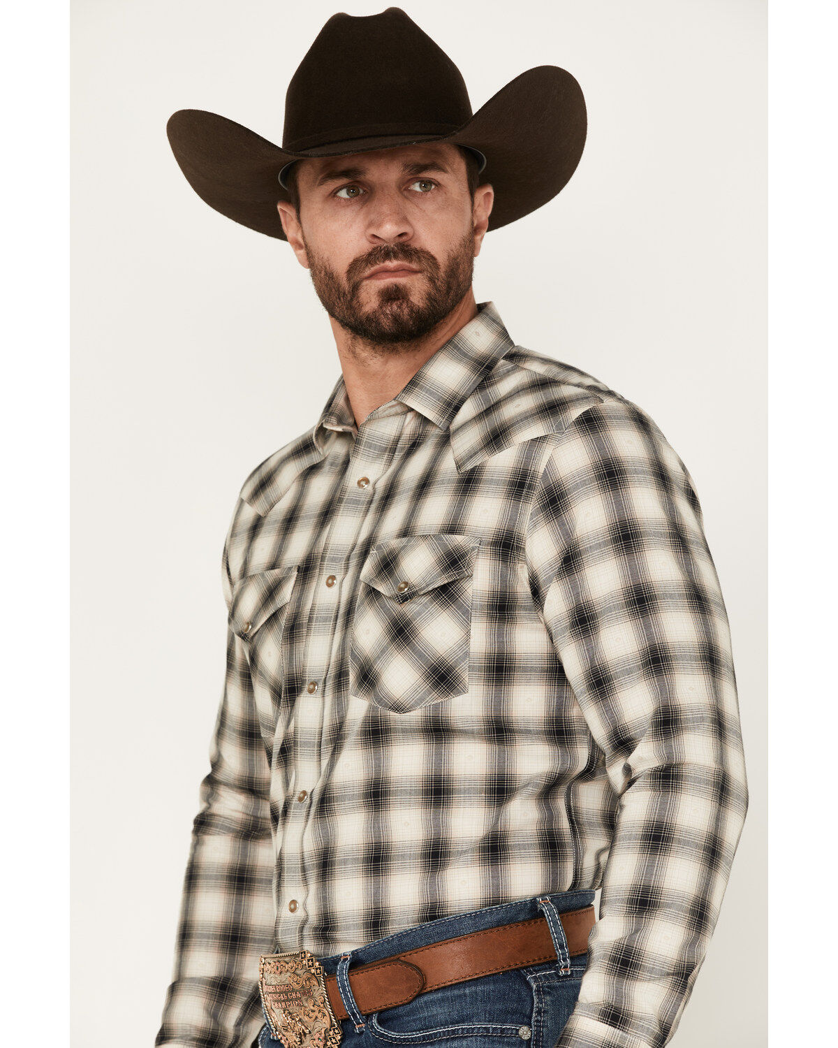Pendleton Men's Frontier Dobby Ombre Plaid Snap Western Shirt