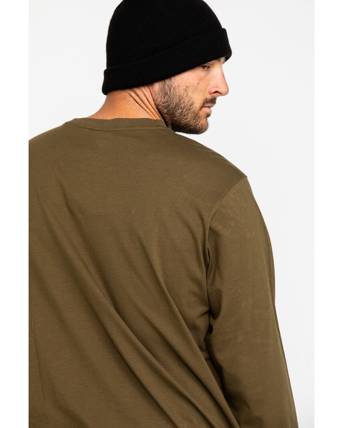 Hawx Men's Olive Pocket Long Sleeve Work T-Shirt