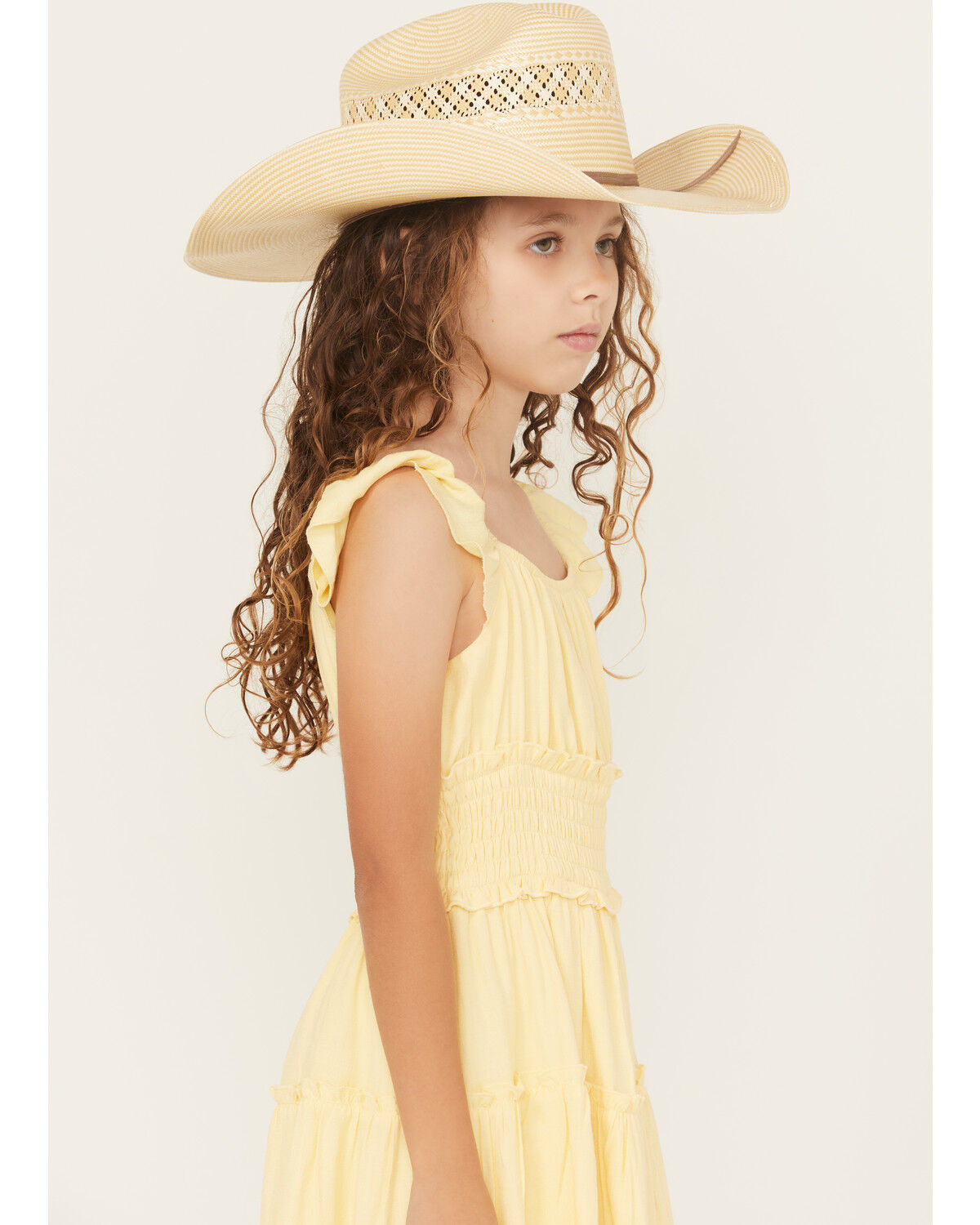 Ash & Violet Girls' Solid Ruffle Sleeve Dress