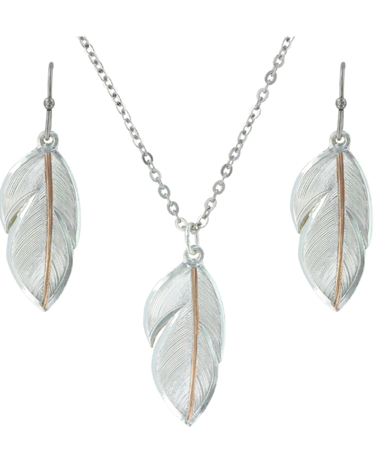 Montana Silversmiths Women's Downy Feather Necklace & Earrings Jewelry Set