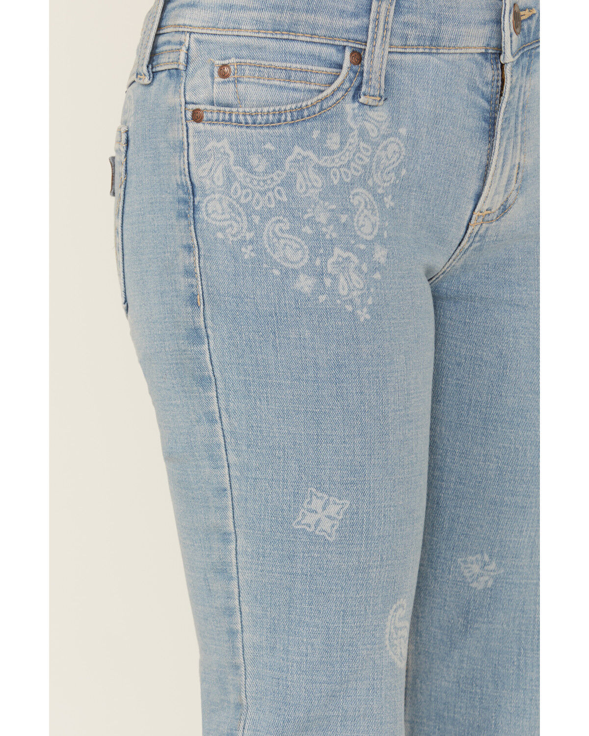 Wrangler Girls' Light Wash Paisley Print Bootcut Stretch Denim Jeans