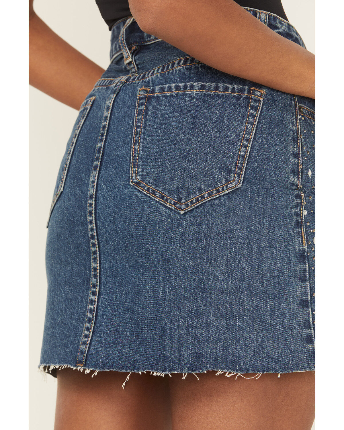 Rock & Roll Denim Women's Medium Wash Embellished Denim Mini Skirt