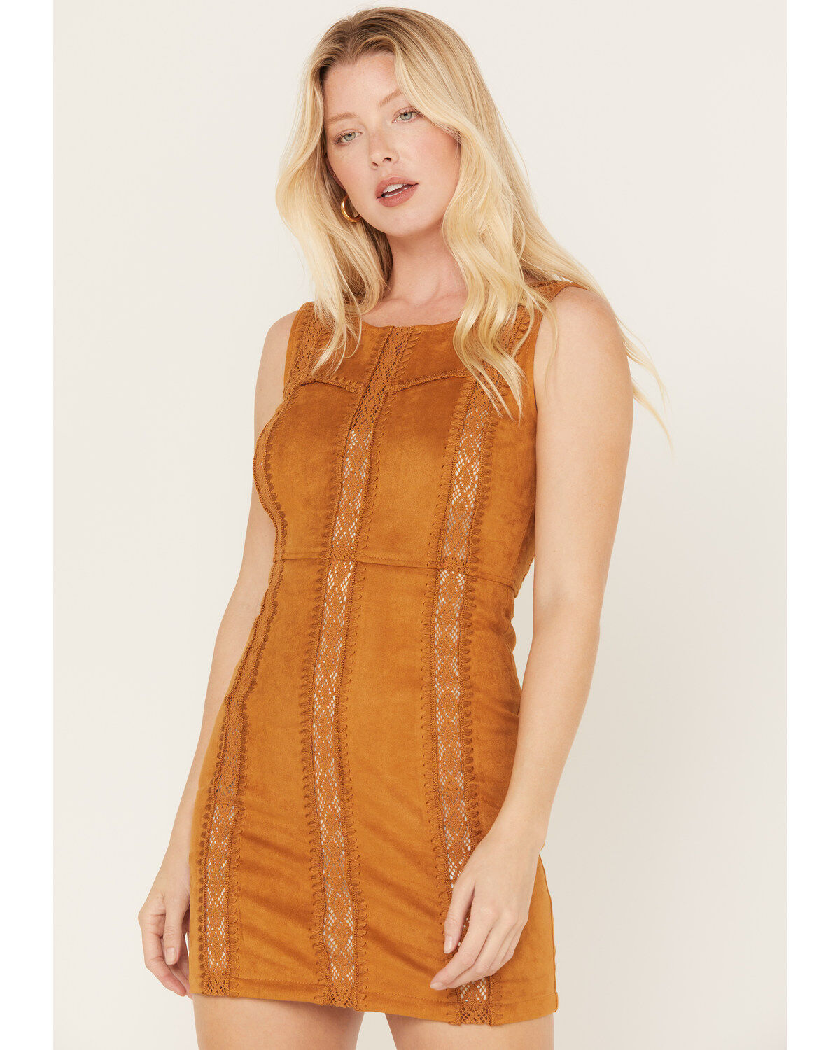 Shyanne Women's Faux Suede Crochet Mini Dress
