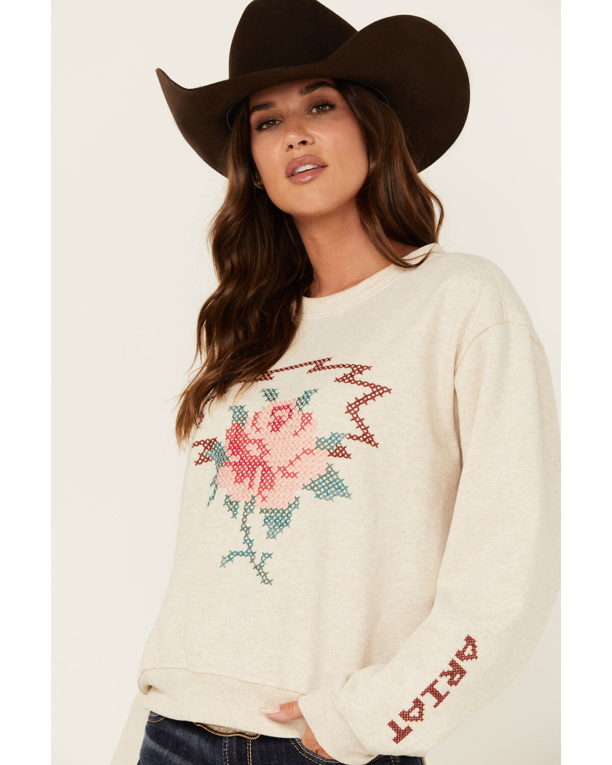 Ariat Women's Rose Embroidered Sweater