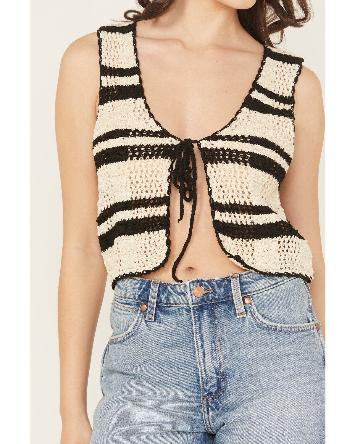 Revel Women's Striped Tie-Front Knit Vest