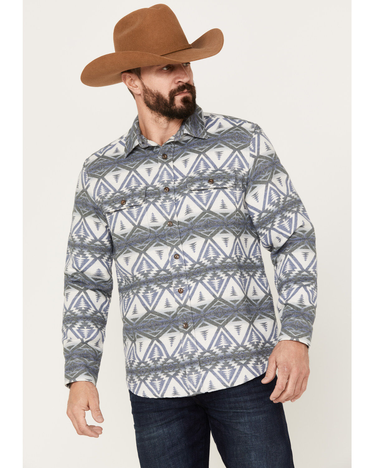 Pendleton Men's Beach Shack Print Long Sleeve Button-Down Western Shirt