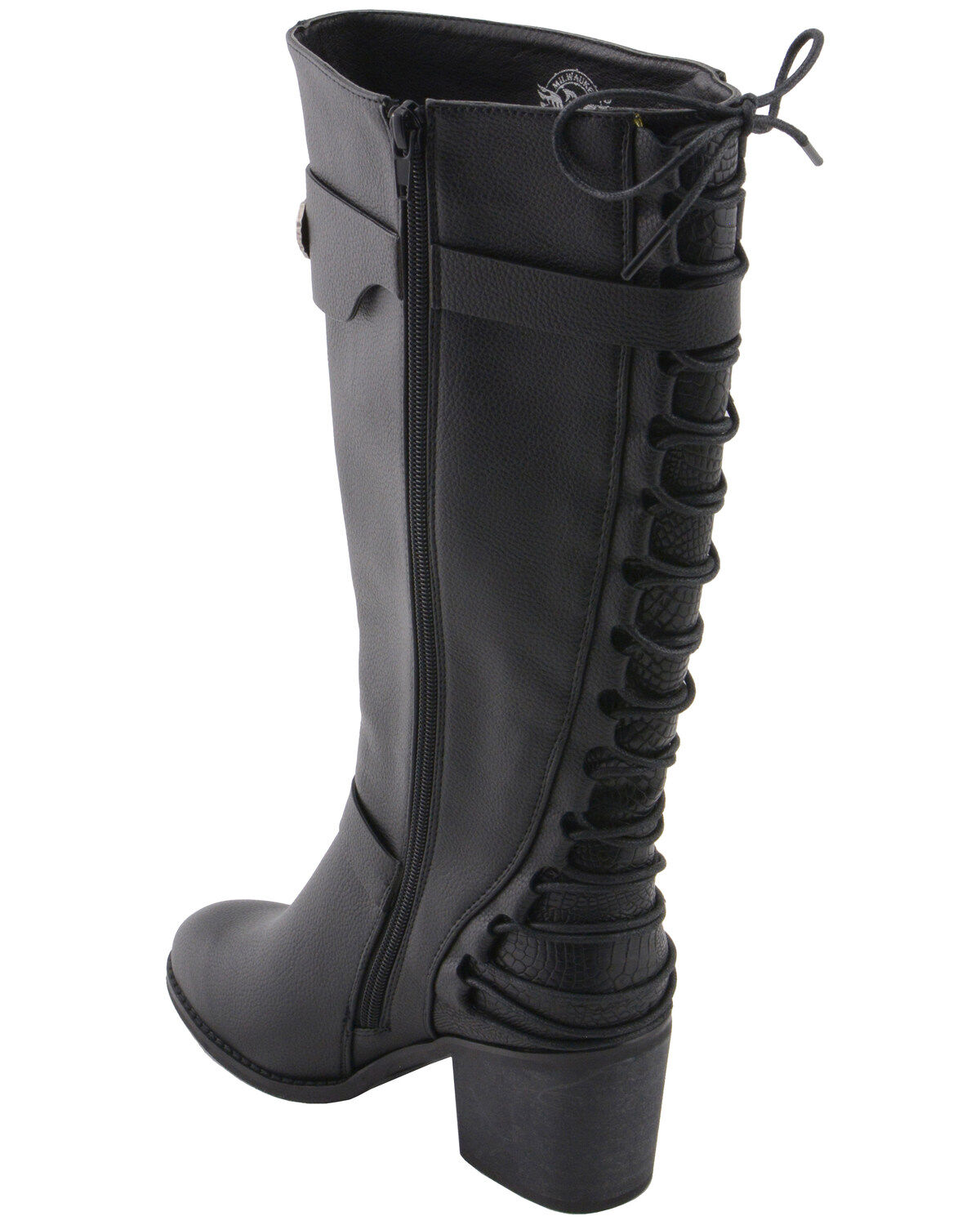 Milwaukee Leather Women's Back End Laced Riding Boots - Round Toe