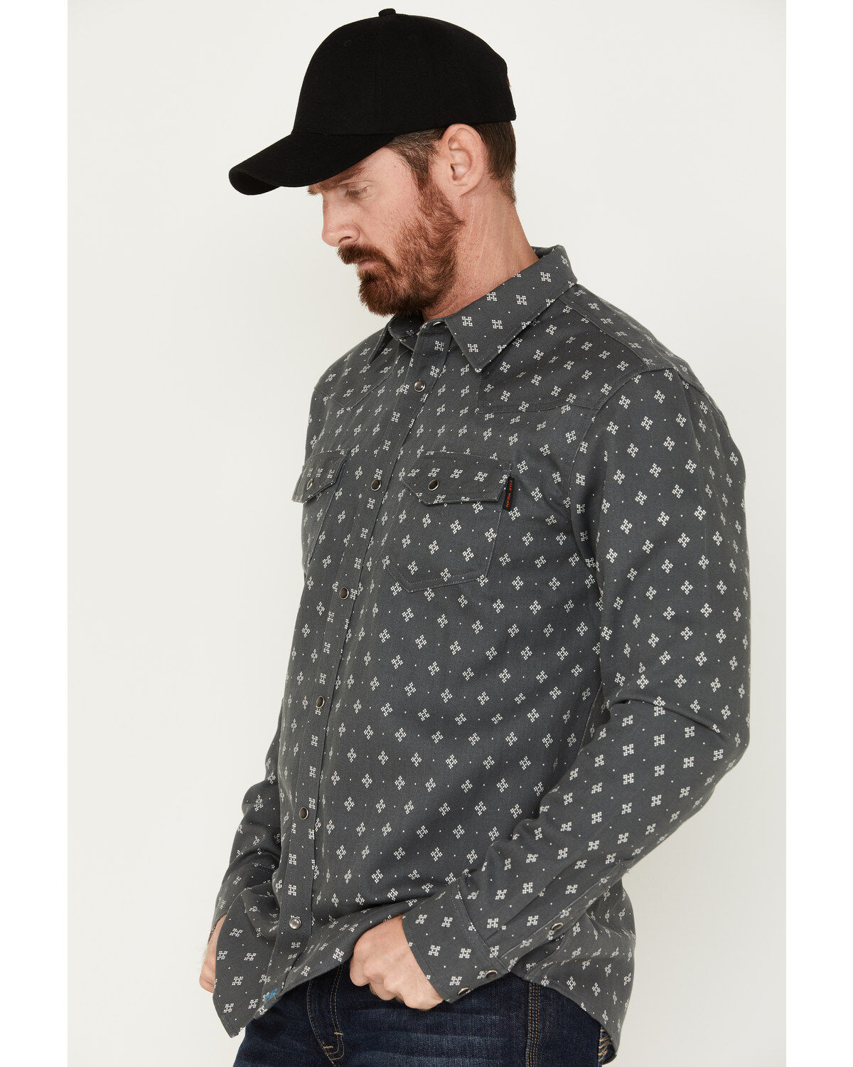 Cody James Men's FR Geo Print Long Sleeve Snap Work Shirt