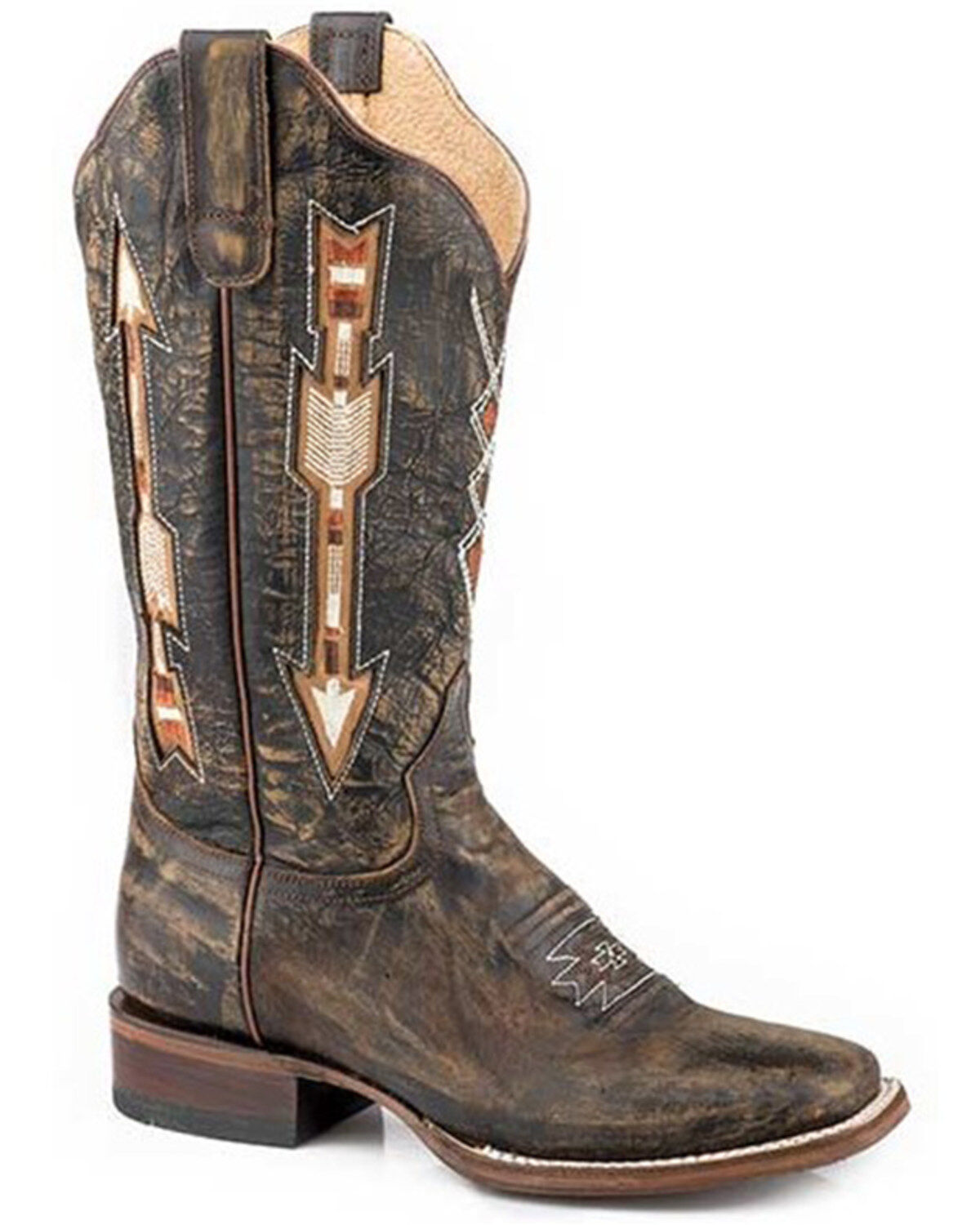 Roper Women's Arrows Inlay Extra Wide Calf Performance Western Boots - Square Toe