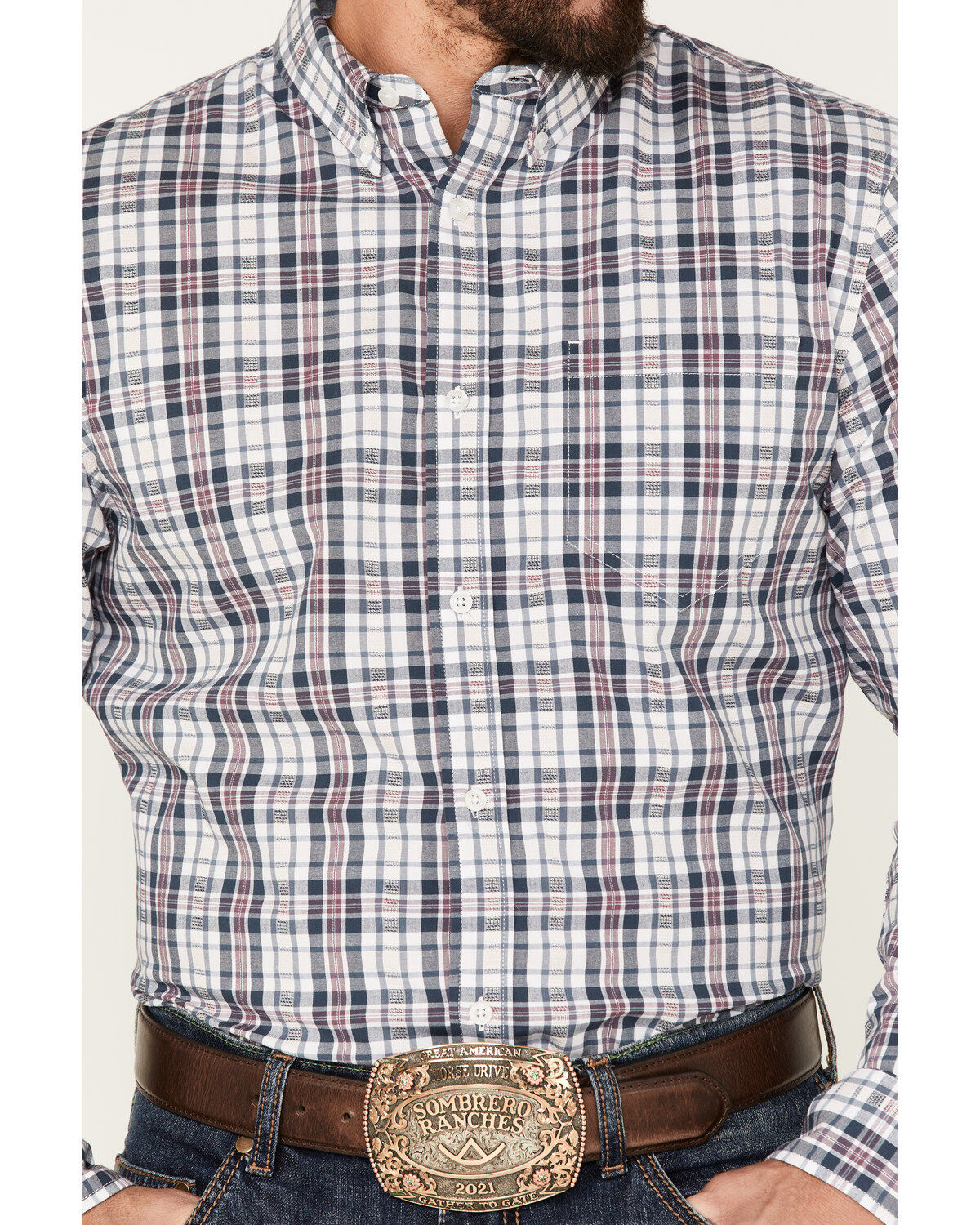 Cody James Men's Tonight Small Plaid Print Button-Down Western Shirt