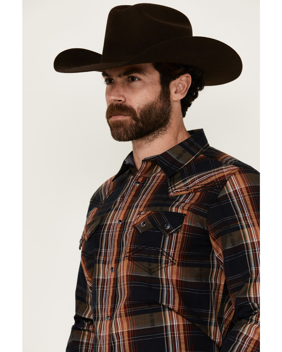 Cody James Men's Trouble Plaid Print Long Sleeve Snap Western Shirt