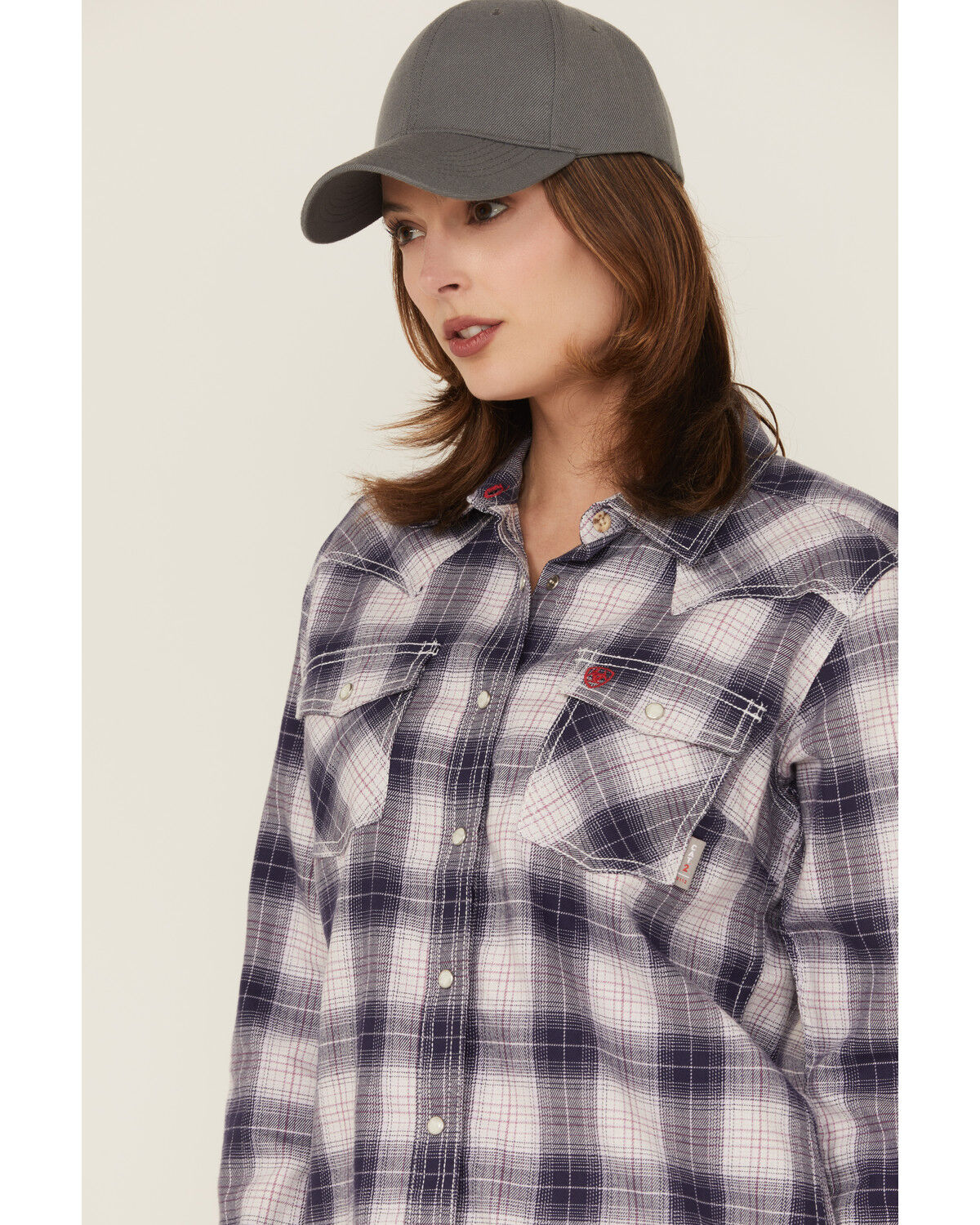 Ariat Women's FR Heritage Plaid Print Long Sleeve Snap Work Shirt