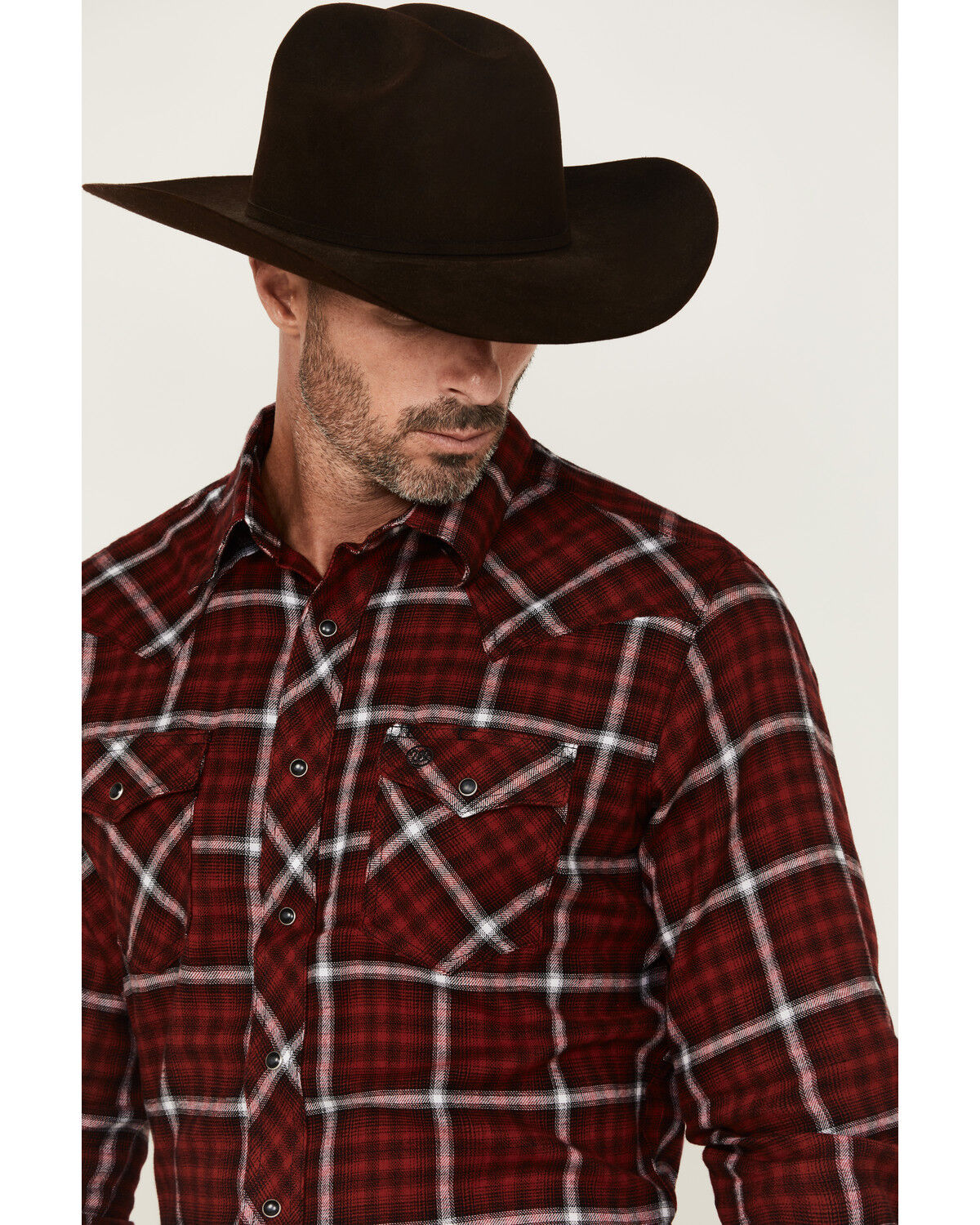 Wrangler Retro Men's Plaid Print Long Sleeve Snap Flannel Shirt