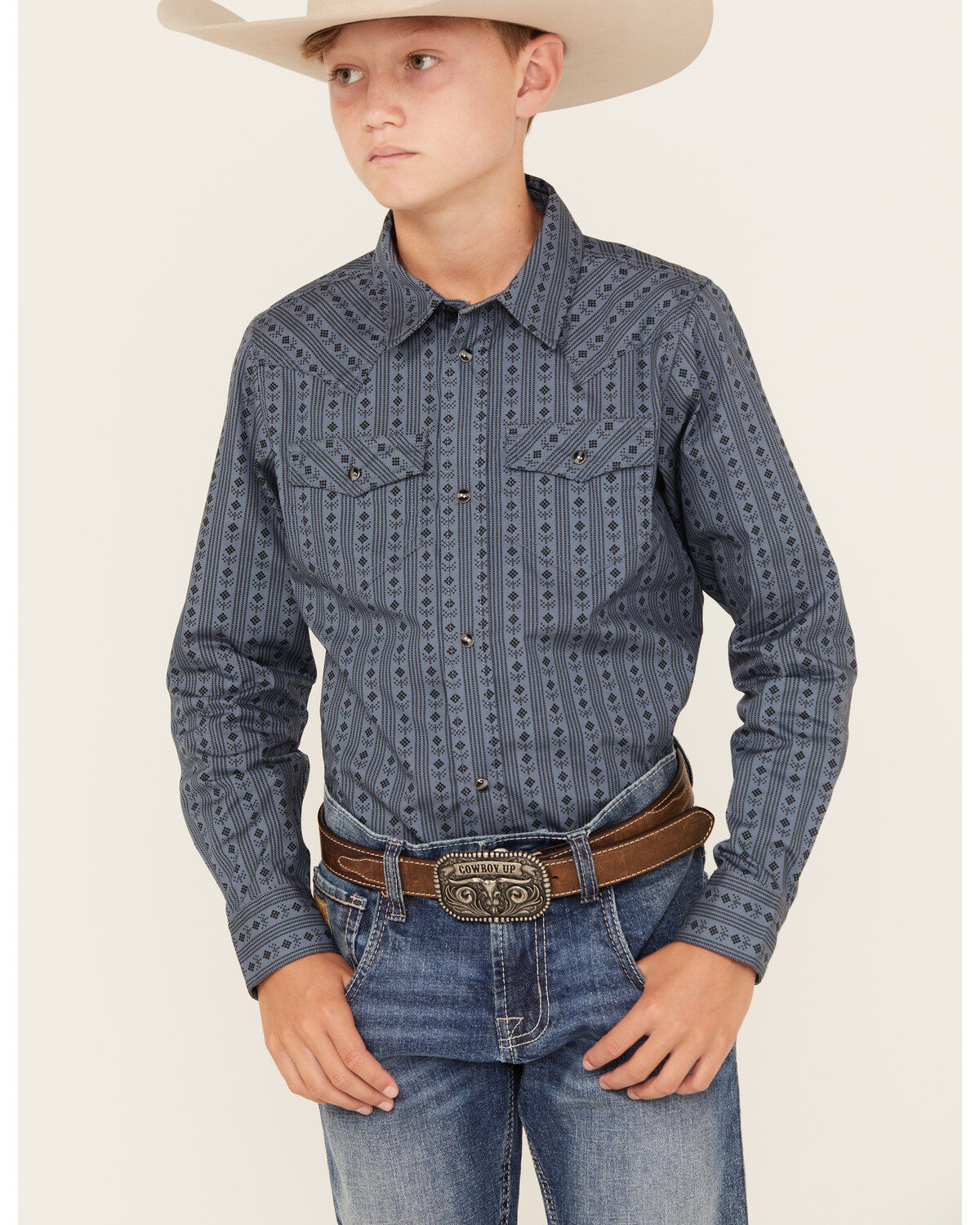 Cody James Boys' Cowboy Long Sleeve Snap Western Shirt