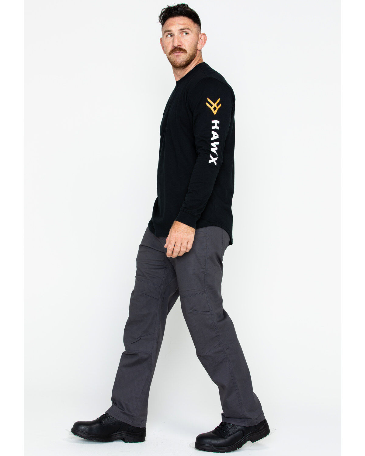 Hawx Men's Logo Crew Long Sleeve Work T-Shirt