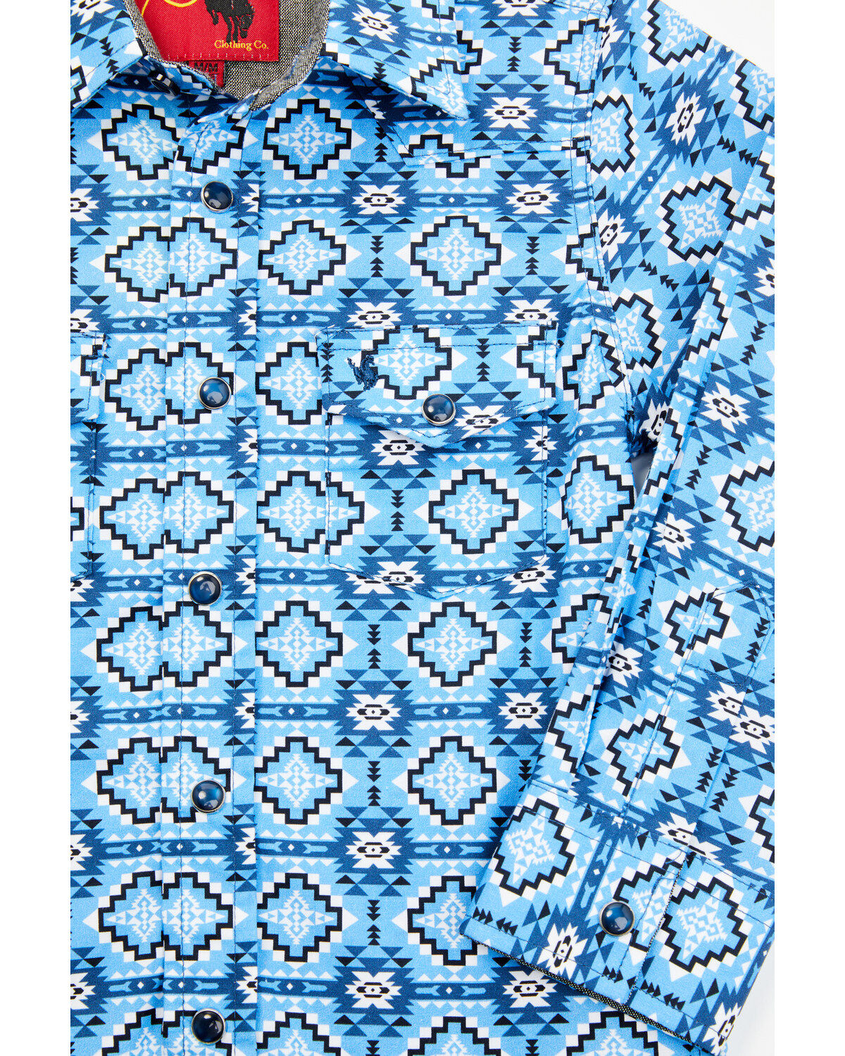 Rodeo Clothing Boys' Southwestern Print Long Sleeve Snap Western Shirt