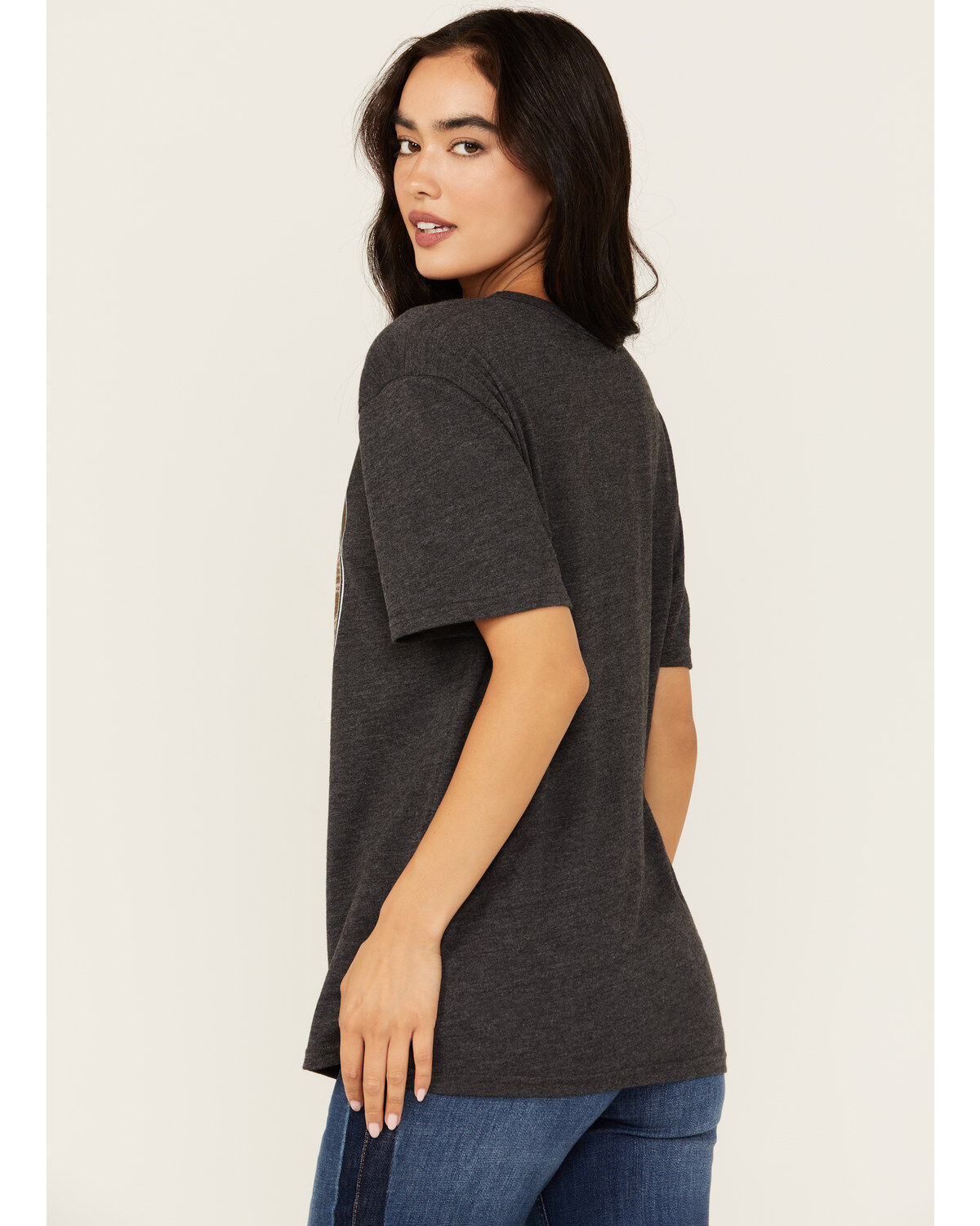 Youth in Revolt Women's Cutout Neck Long Horn Ranch Graphic Tee