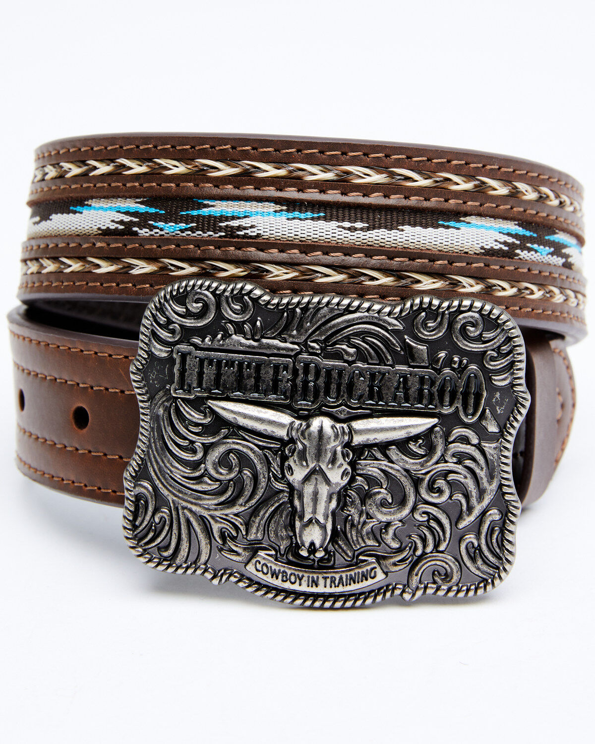 Cody James Boys' Lil Buckaroo Brown Ribbon Belt