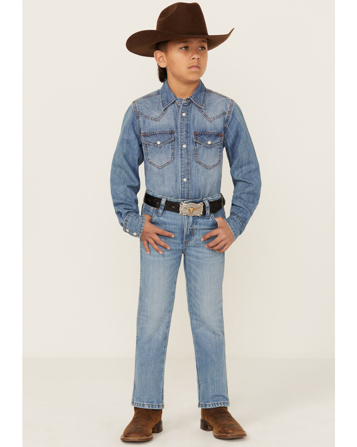 Wrangler Retro Little Boys' Barksdale Dark Wash Slim Straight Stretch Denim Jeans