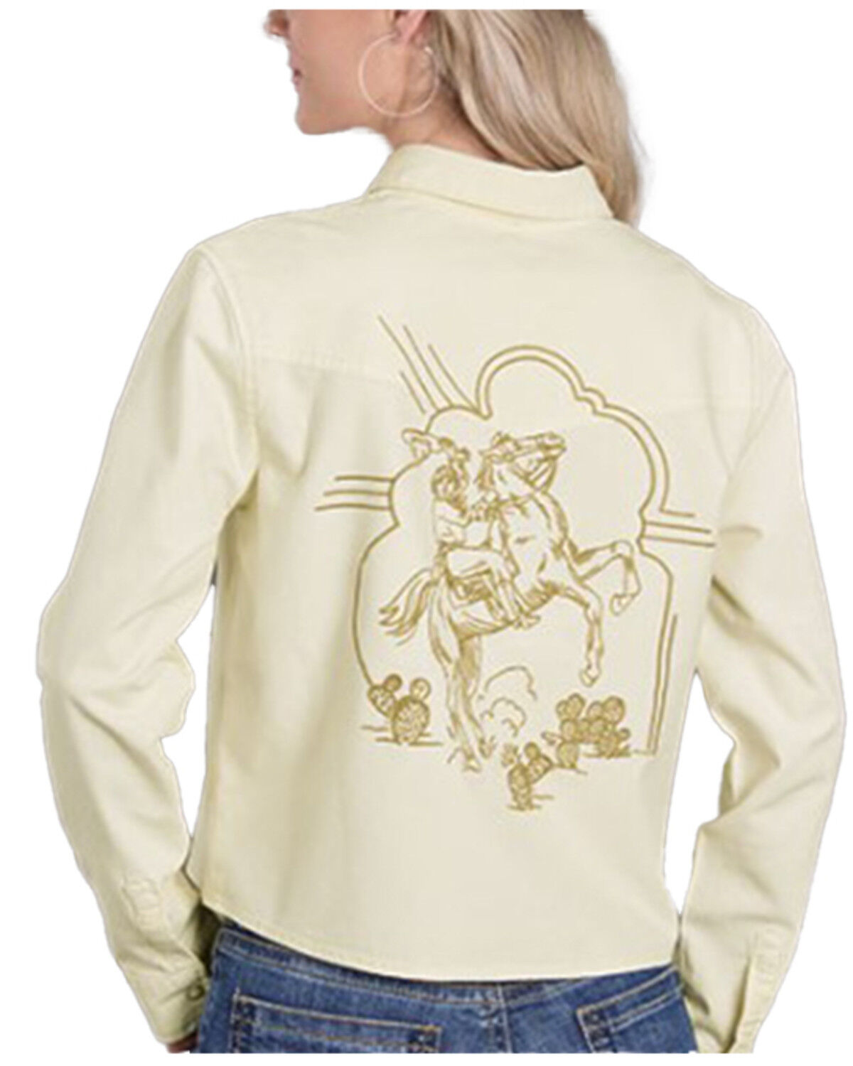 Stetson Women's Embroidered Long Sleeve Snap Western Denim Shirt