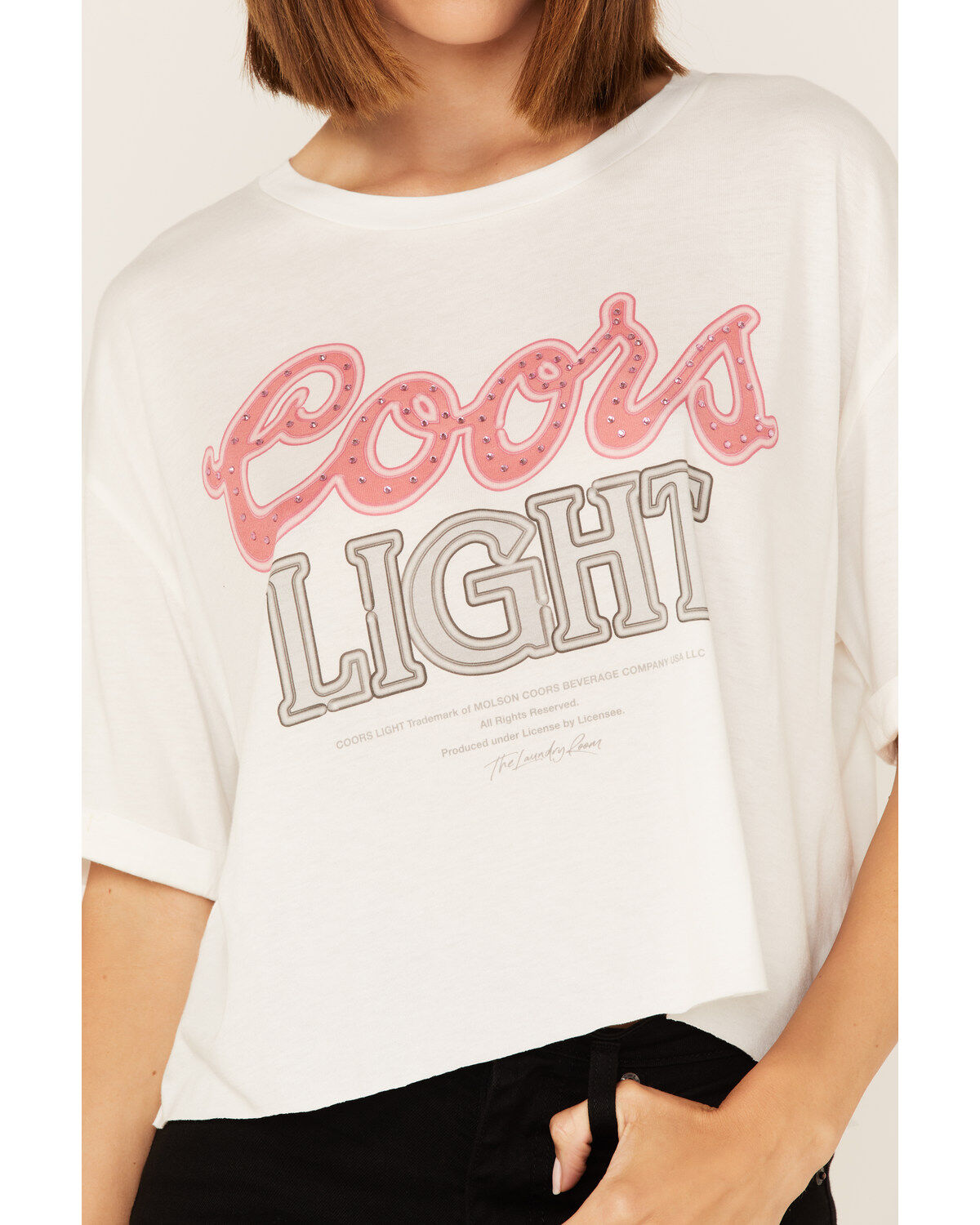 The Laundry Room Women's Coors Light Rhinestone Neon Light Graphic Tee