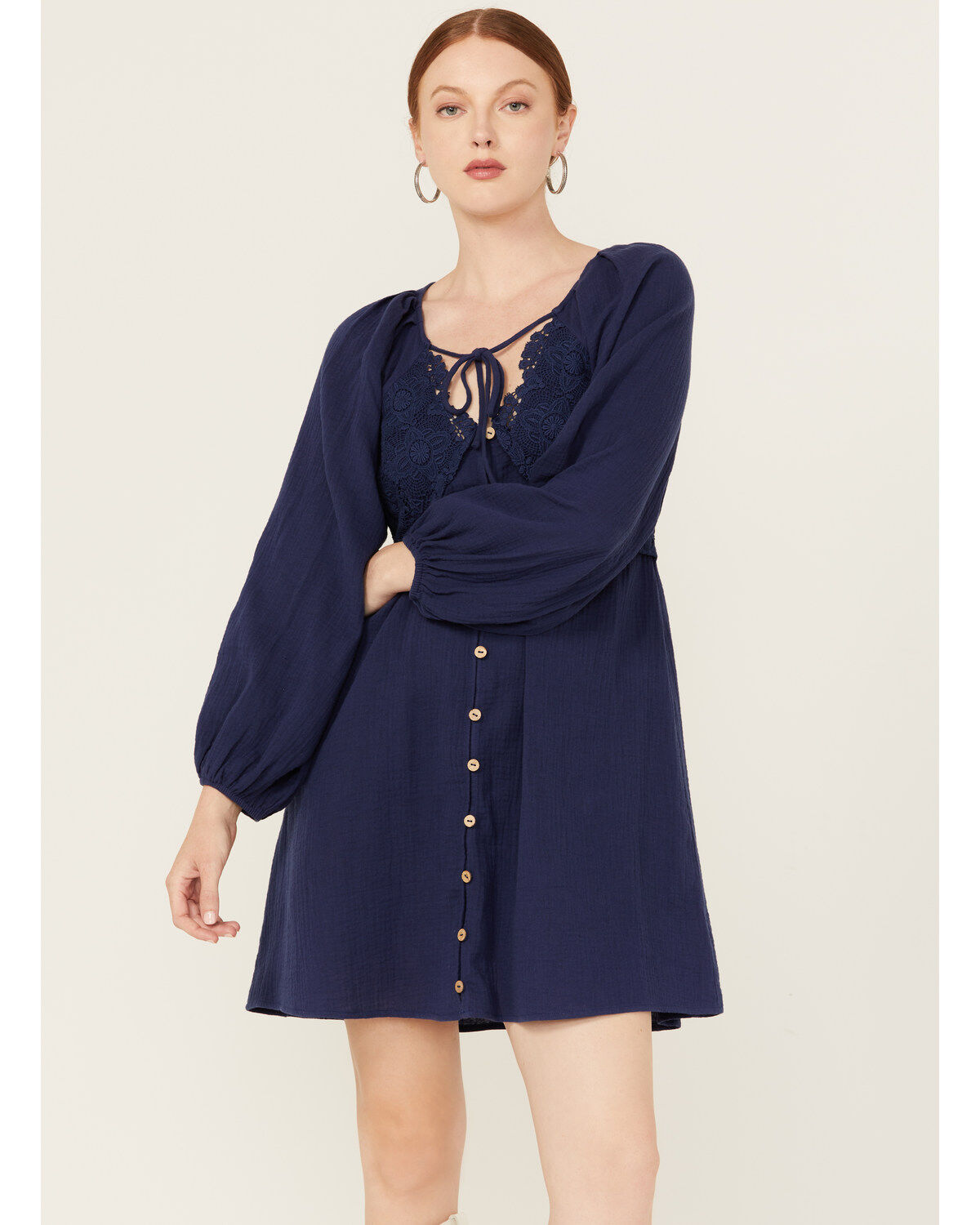 Yura Women's Long Sleeve Peasant Mini Dress