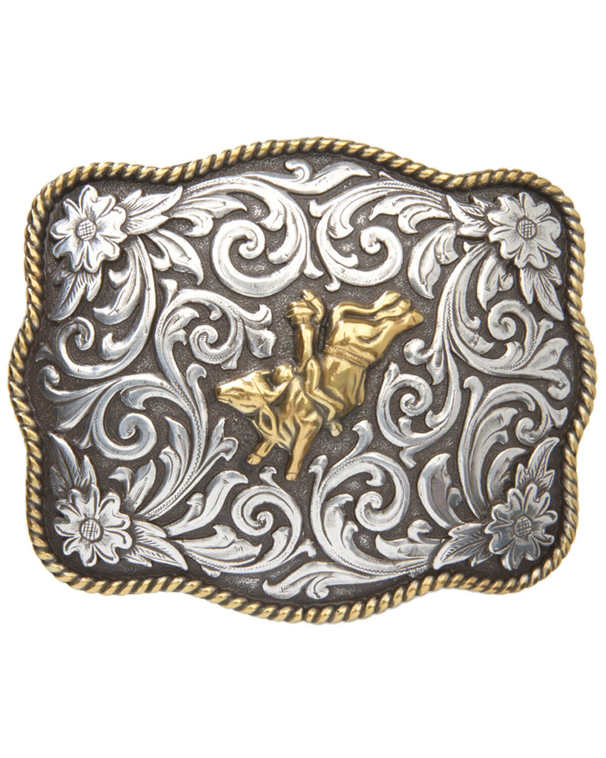 AndWest Men's Two-Tone Bull Rider Belt Buckle
