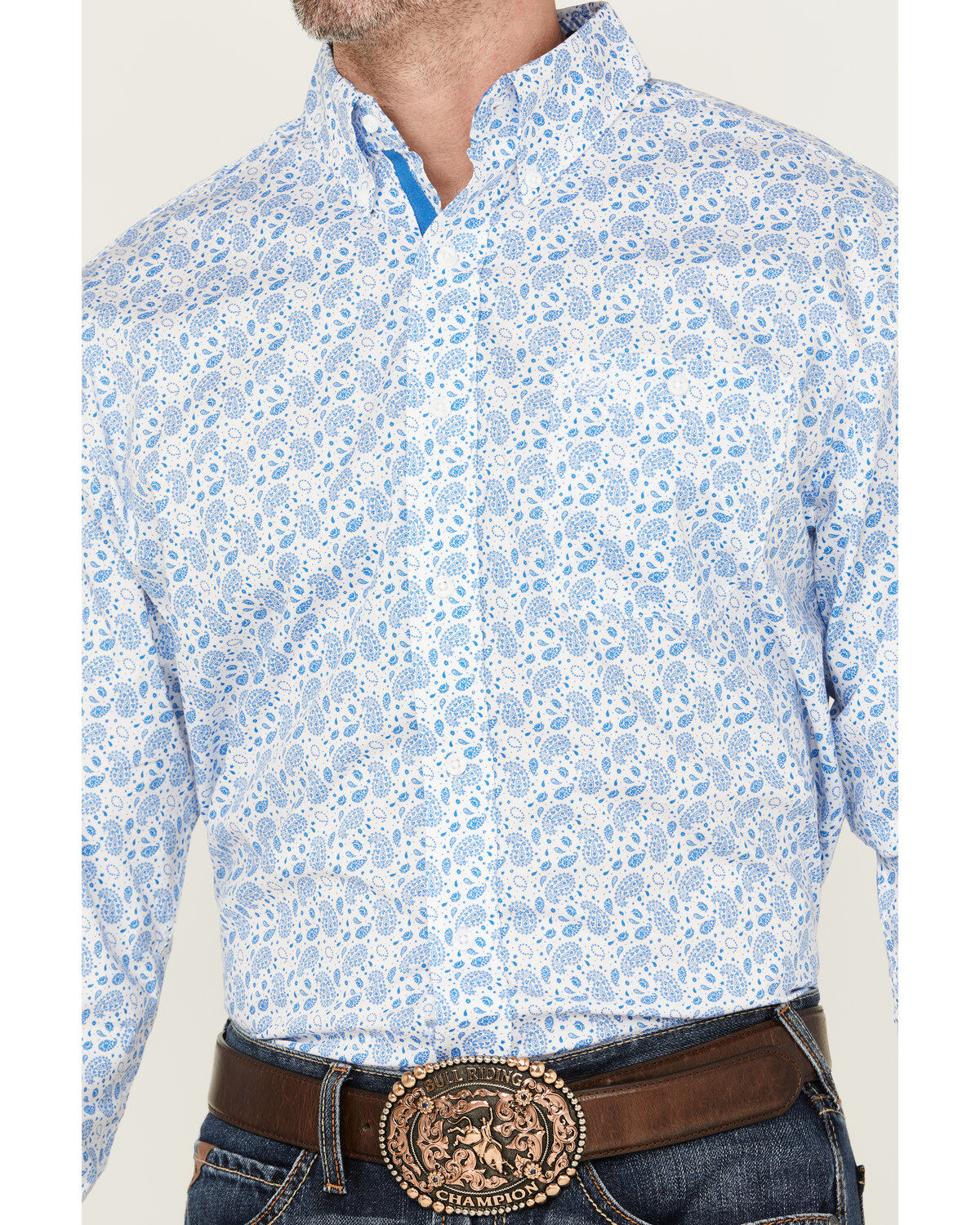 George Strait By Wrangler Men's Paisley Print Long Sleeve Button-Down Stretch Western Shirt