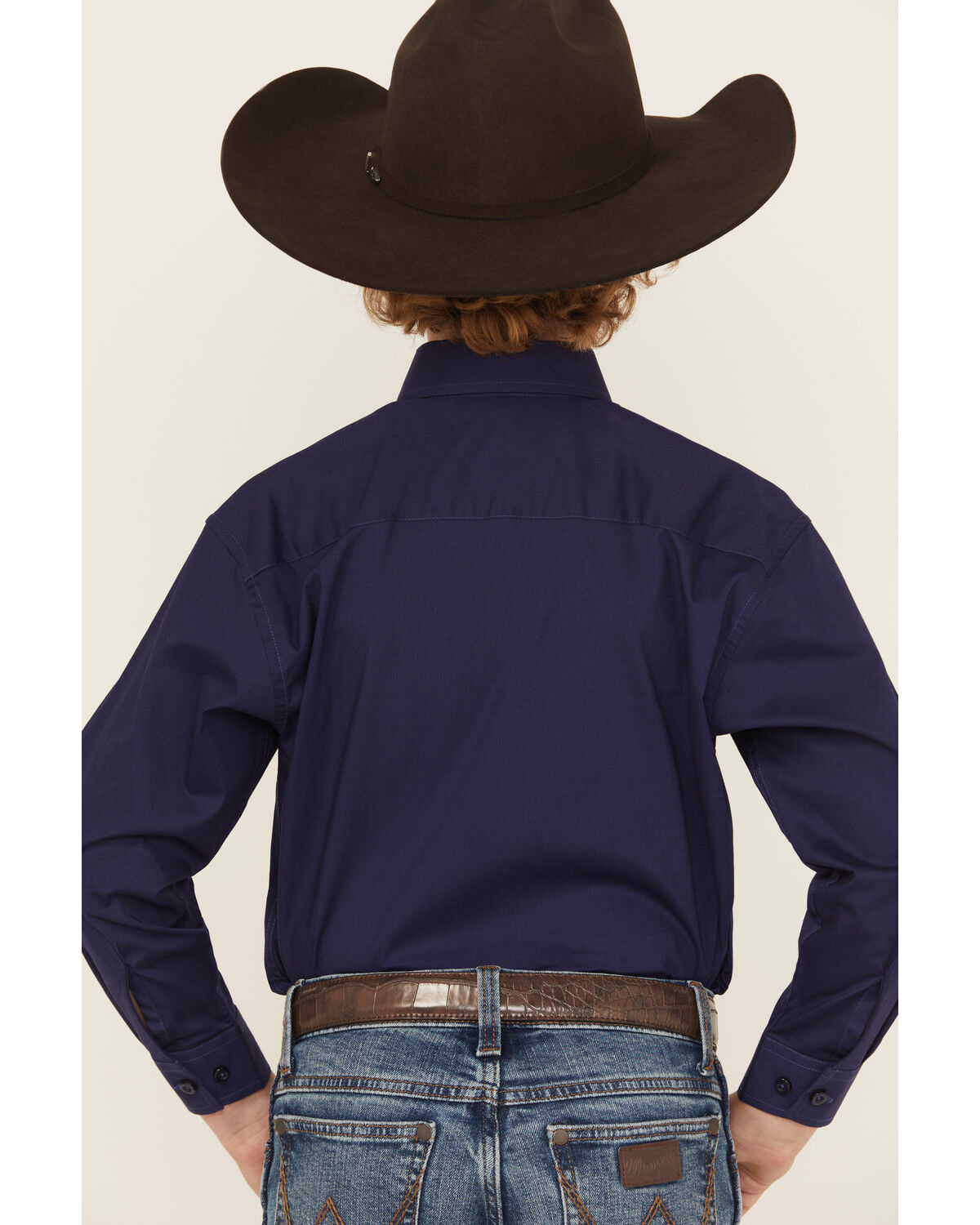 Panhandle Boys' Solid Long Sleeve Button-Down Stretch Western Shirt