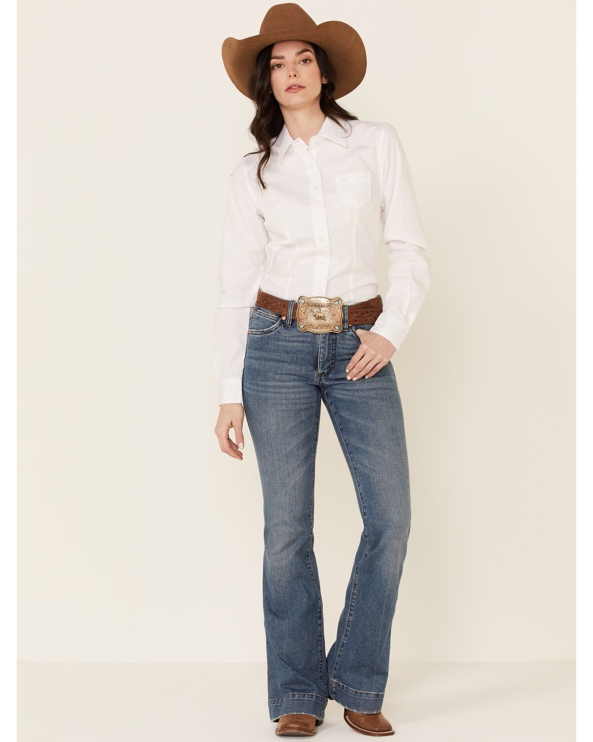 Cinch Women's Solid Long Sleeve Button Down Western Shirt