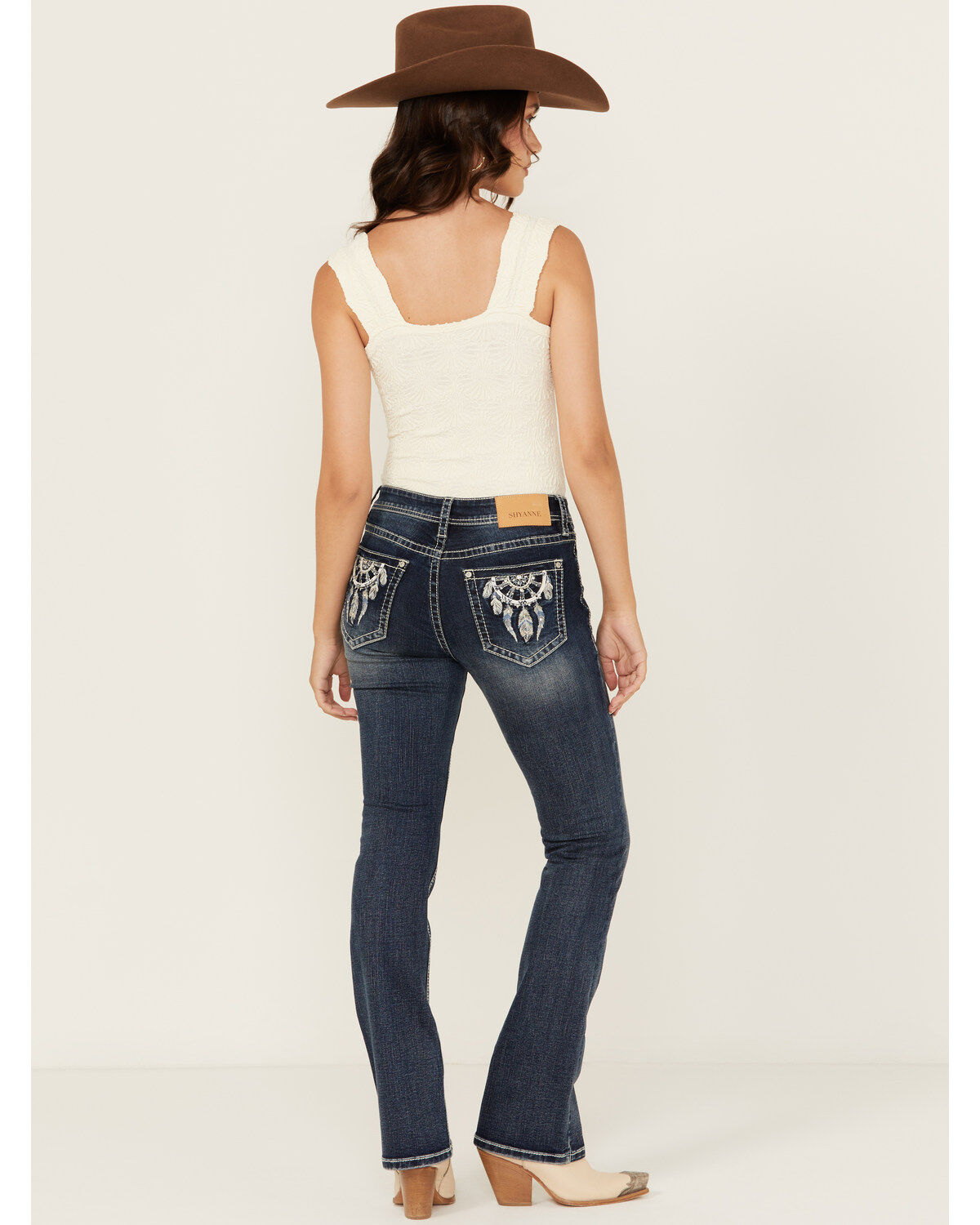 Shyanne Women's Dreamcatcher Dark Wash Mid Rise Bootcut Stretch Denim Jeans