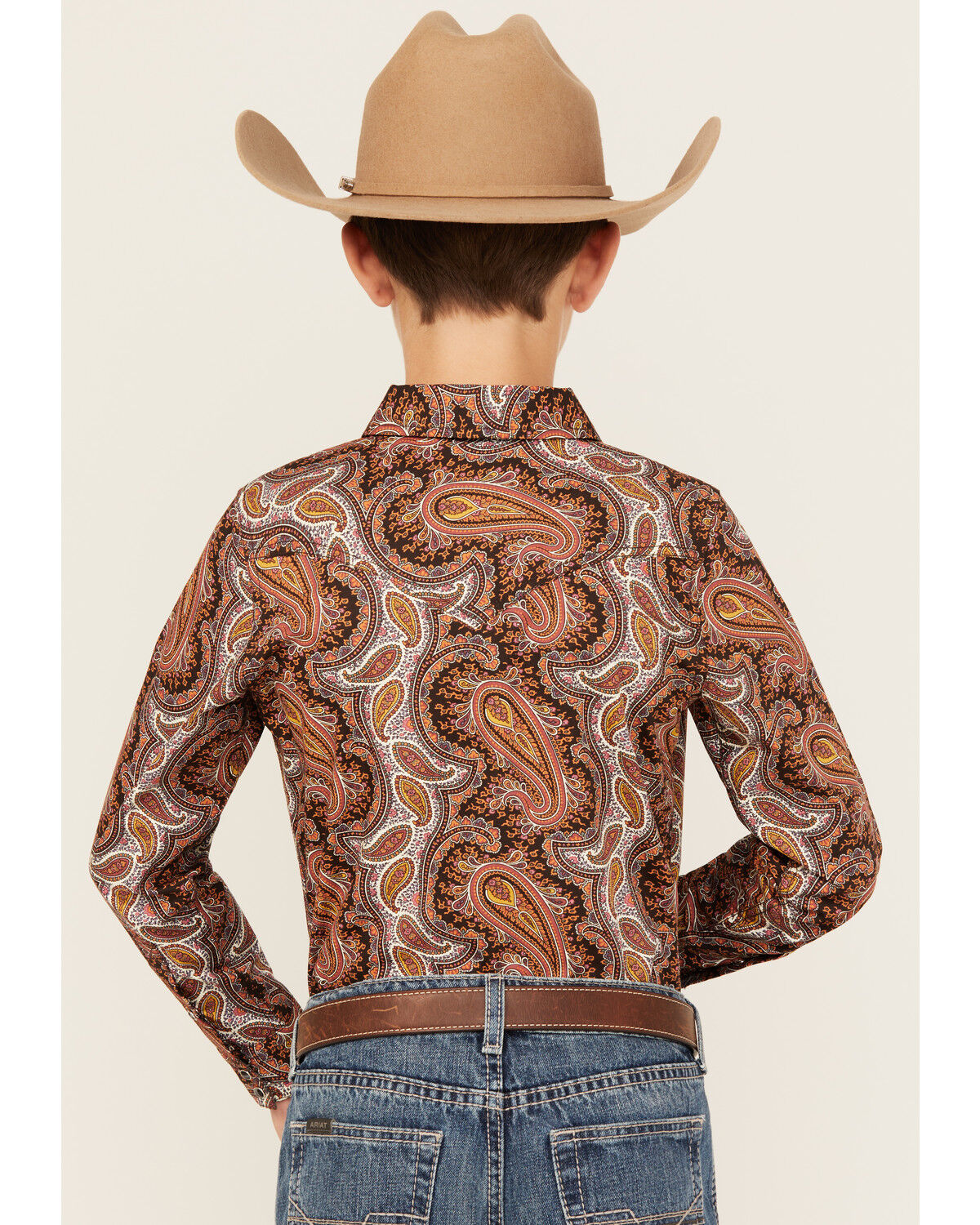 Cody James Boys' Dennis Paisley Print Long Sleeve Snap Western Shirt
