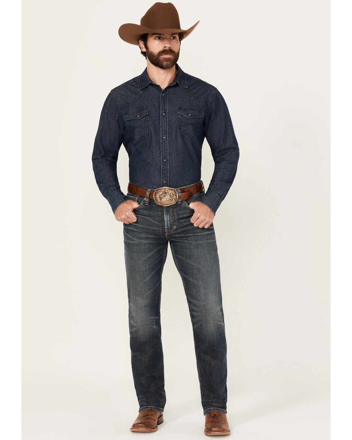 Moonshine Spirit Men's Pantera Dark Wash Slim Straight Stretch Denim Jeans