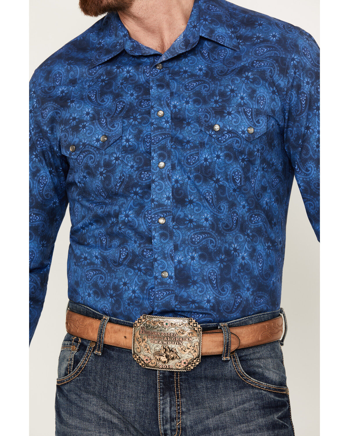 Rock & Roll Denim Men's V46 Paisley Print Long Sleeve Snap Western Shirt
