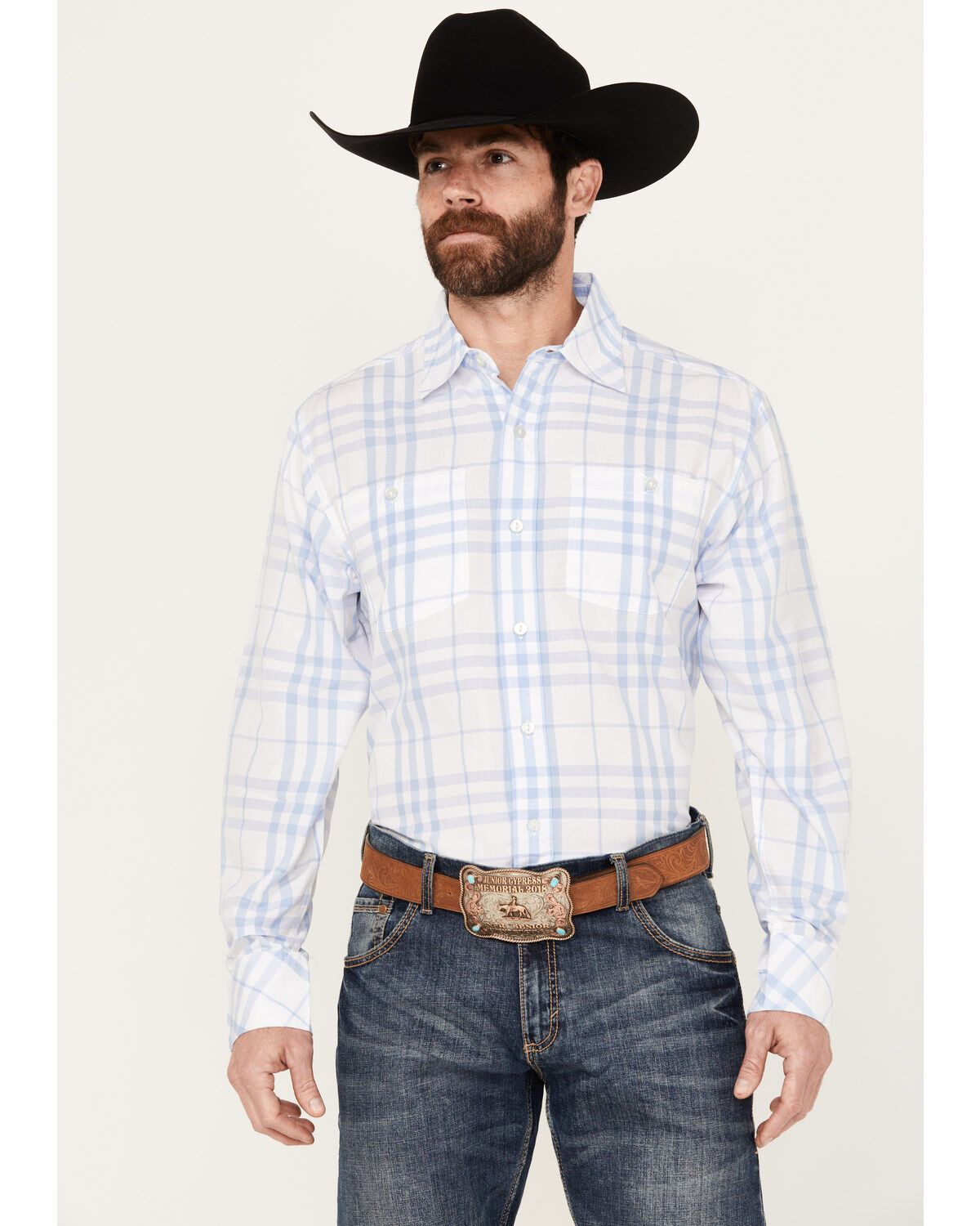 Resistol Men's Conrad Plaid Print Long Sleeve Button Down Western Shirt
