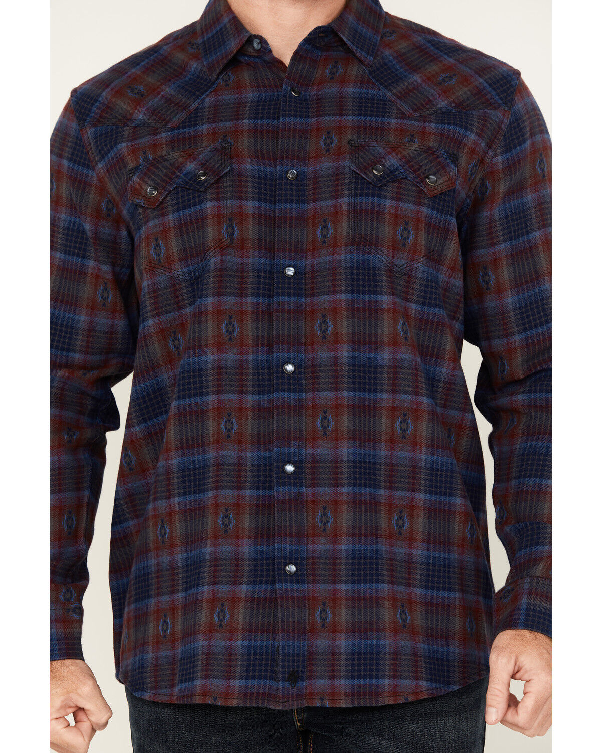 Moonshine Spirit Men's Fireland Dobby Plaid Print Long Sleeve Snap Western Shirt