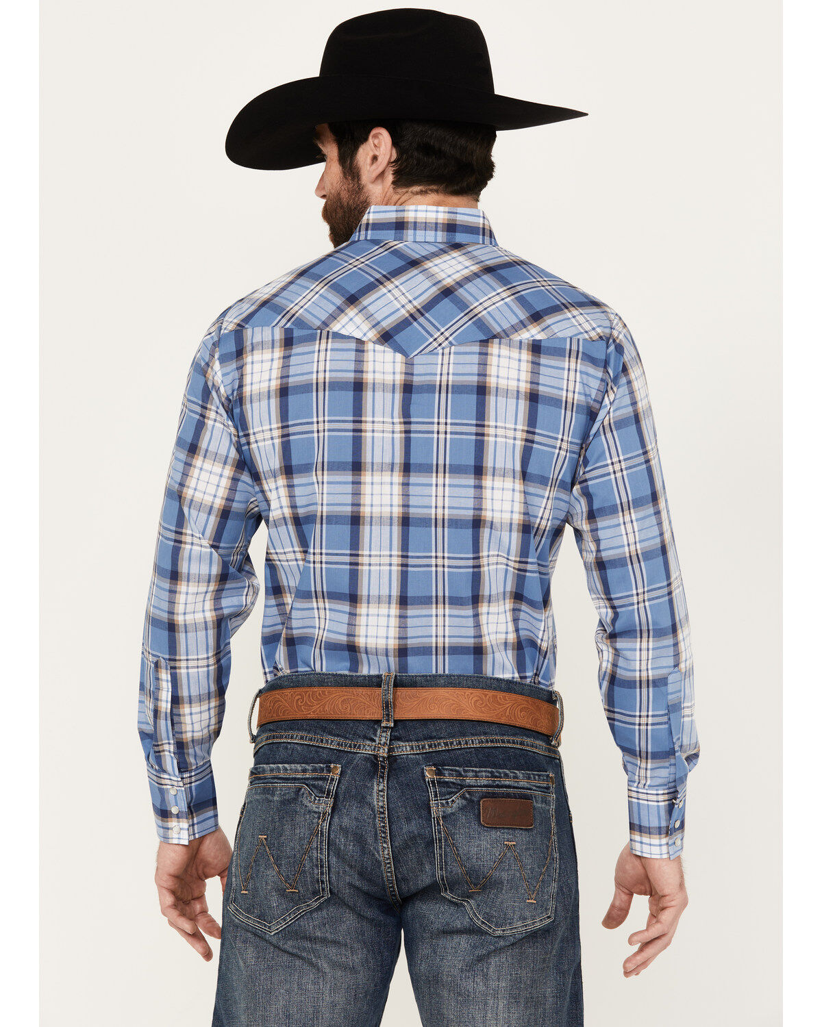 Ely Walker Men's Plaid Print Long Sleeve Pearl Snap Western Shirt