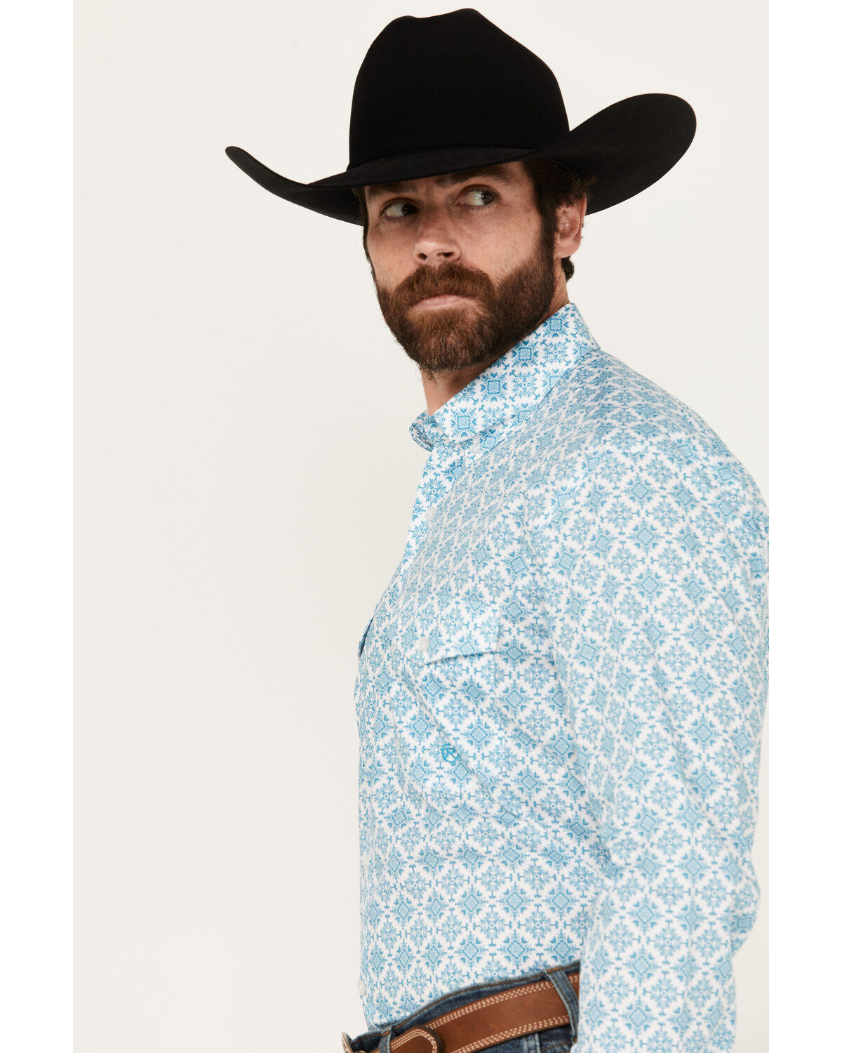 Roper Men's Amarillo Geo Medallion Long Sleeve Button Down Western Shirt