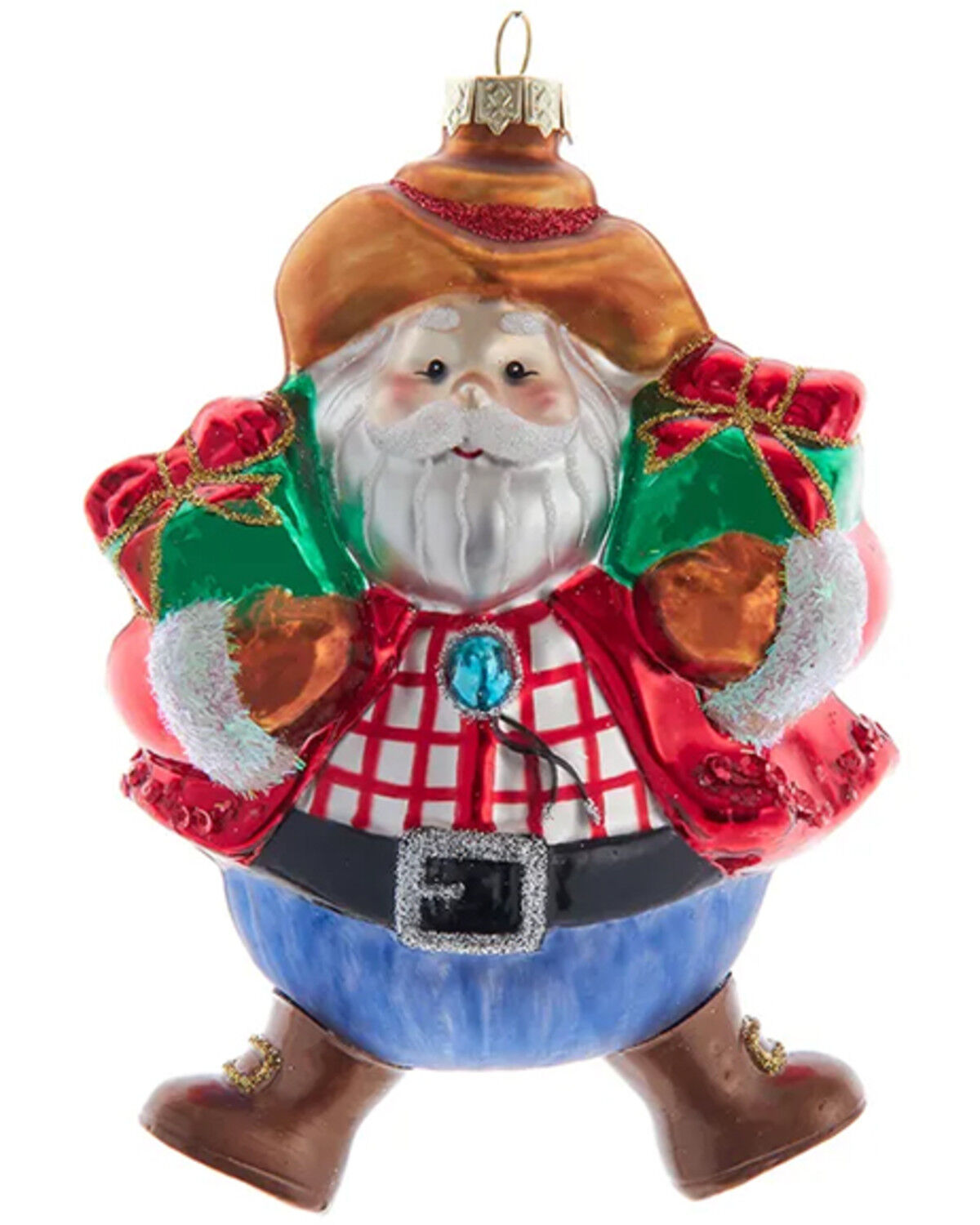 Kurt Adler Noble Gems® Glass Western Santa Ornament