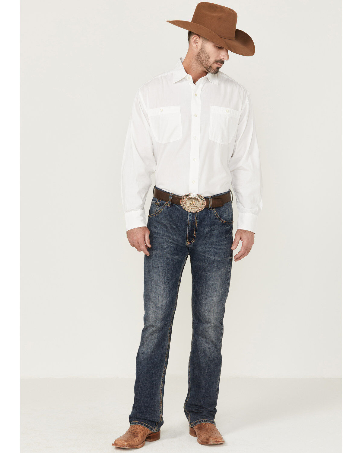 Resistol Men's Solid Long Sleeve Button Down Western Shirt