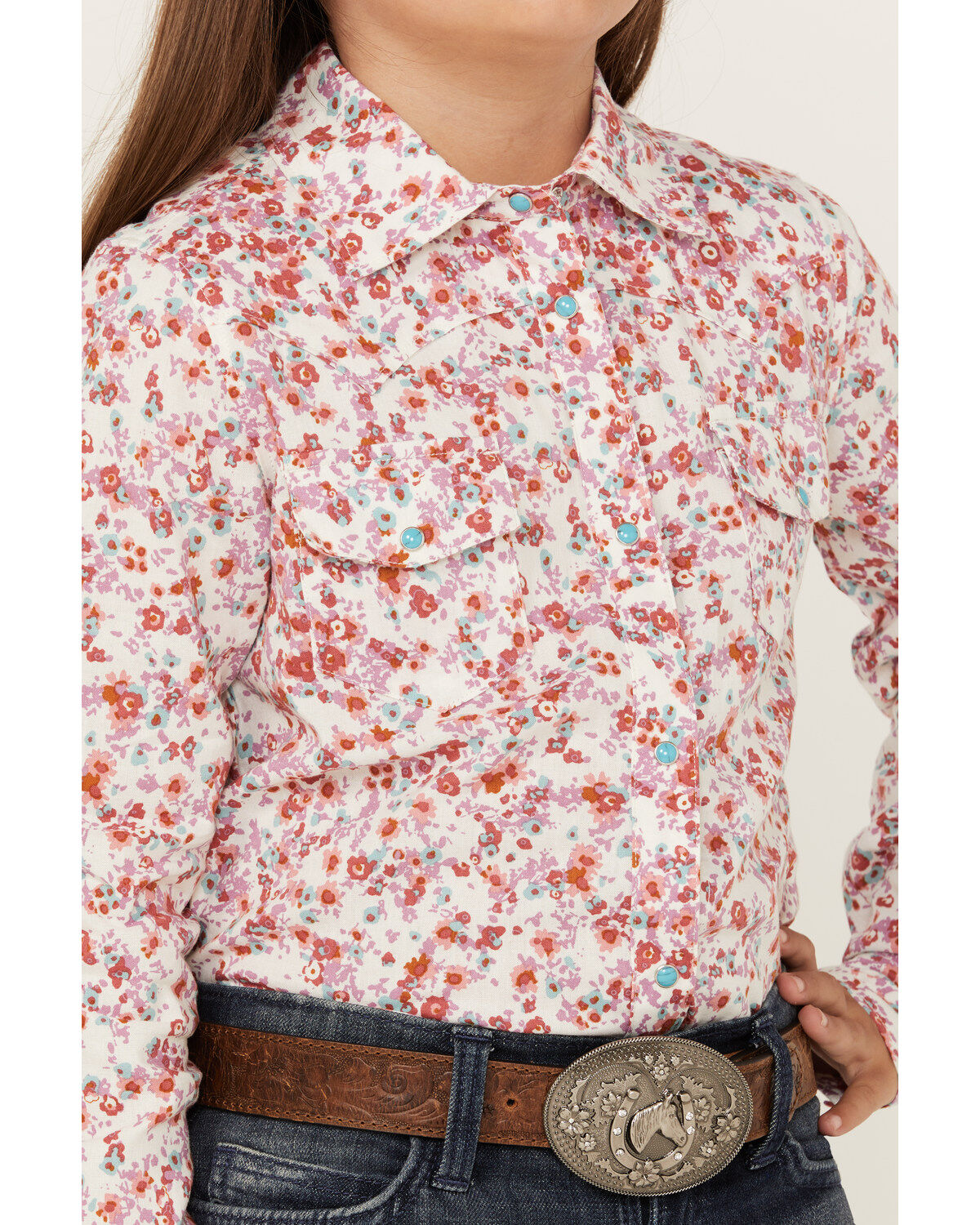 Shyanne Toddler Girls' Ditsy Print Long Sleeve Snap Western Shirt