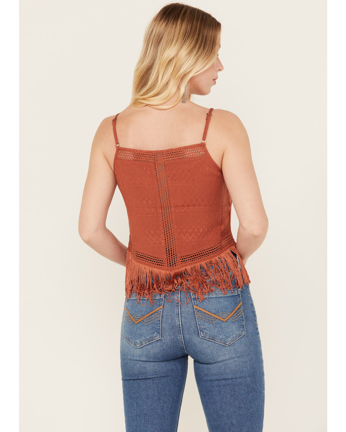 Idyllwind Women's Lace & Fringe Handkerchiefed Tank