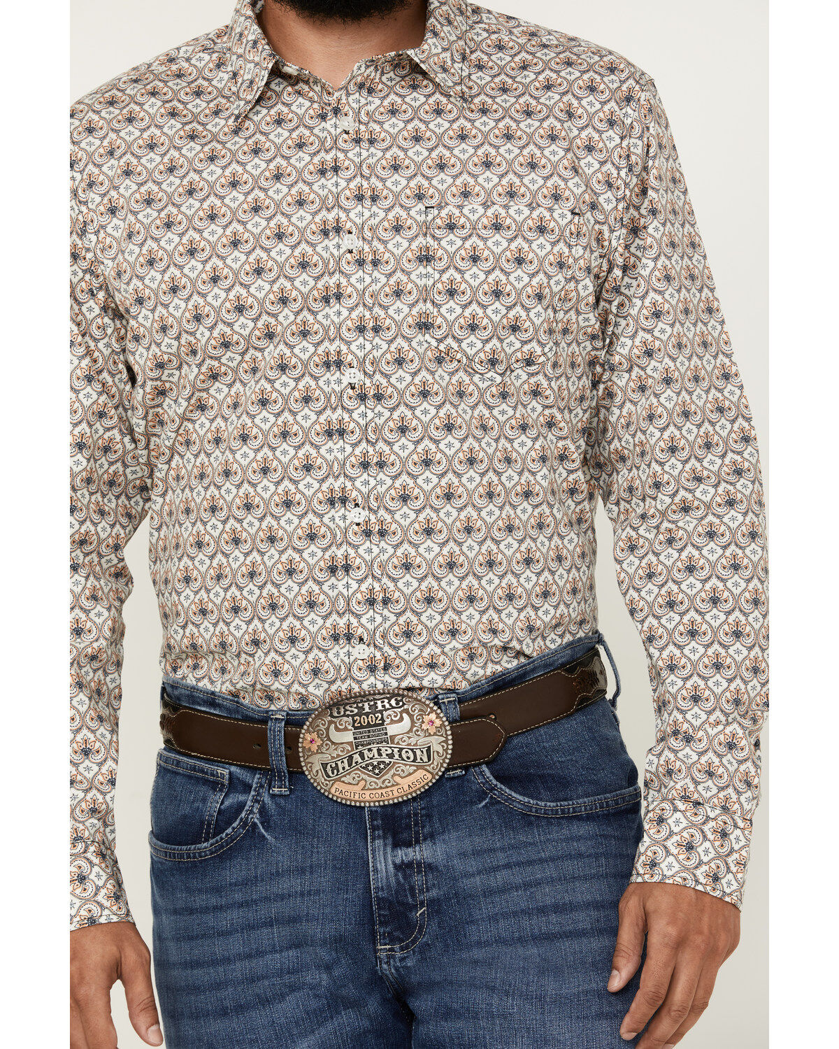 Gibson Trading Co Men's Groove Medallion Print Long Sleeve Button-Down Western Shirt