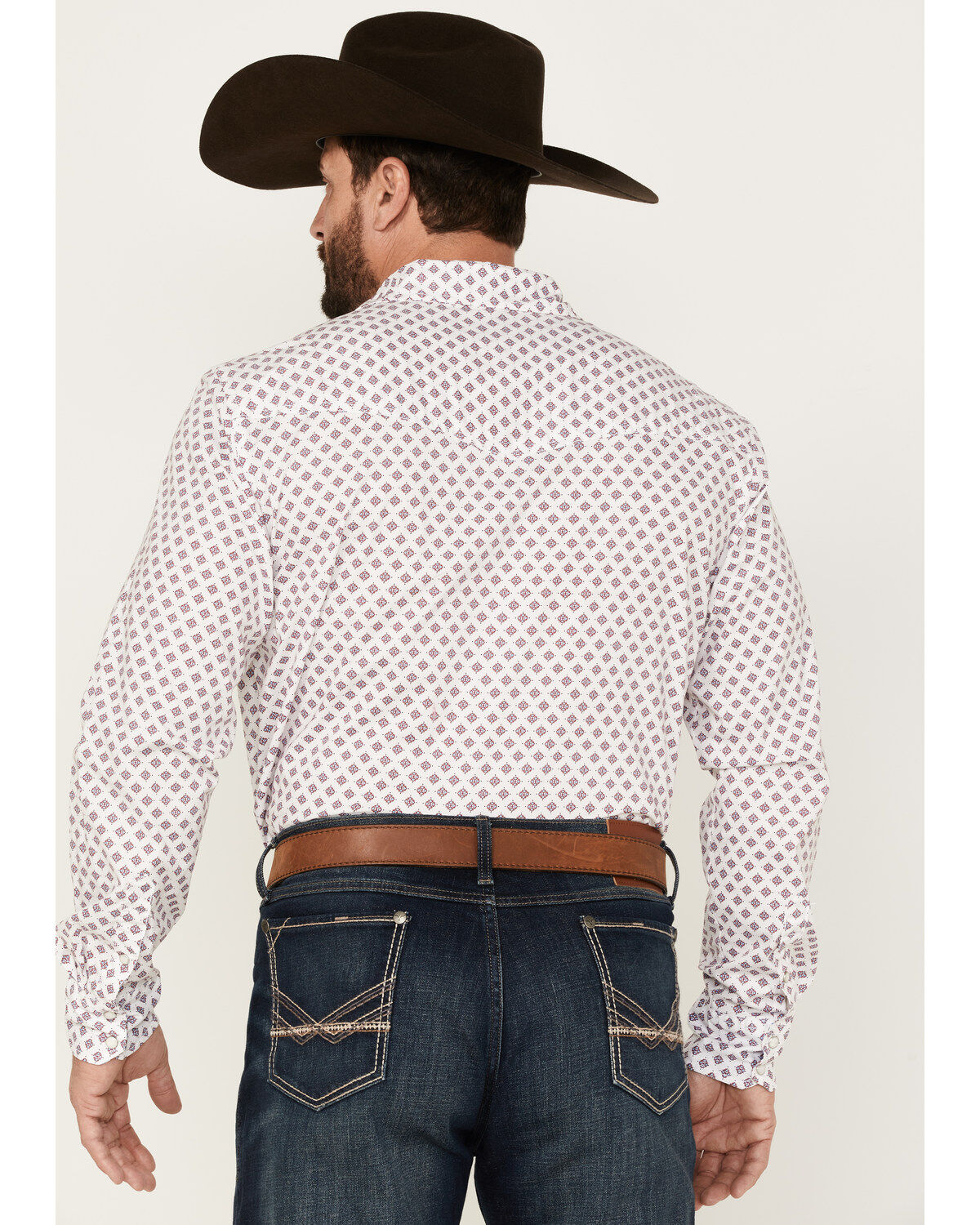 Wrangler 20x Men's Geo Medallion Print Long Sleeve Pearl Snap Western Shirt