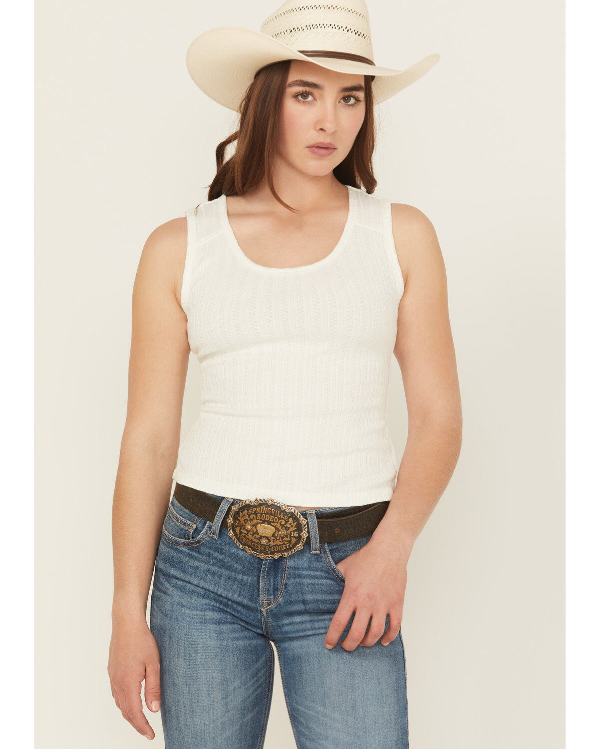 Shyanne Women's Pointelle Rib Knit Tank Top