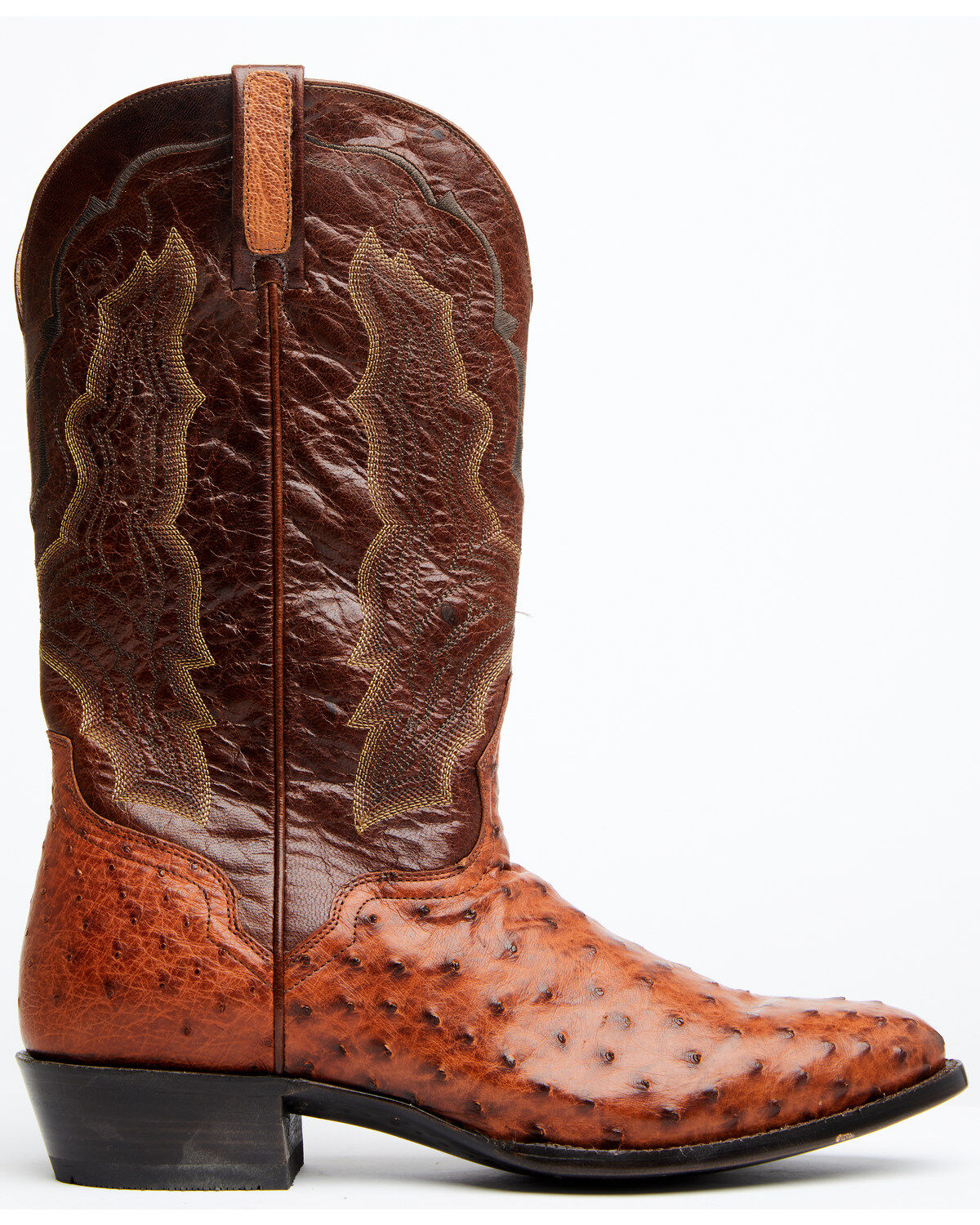 El Dorado Men's Exotic Full-Quill Ostrich Skin Western Boots - Round Toe