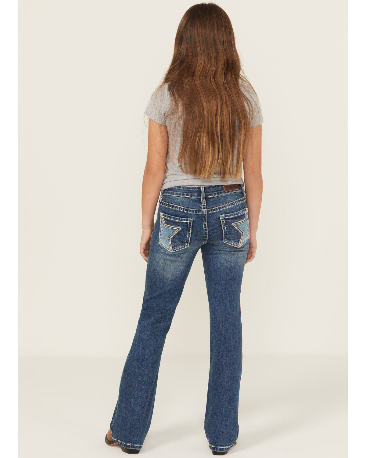 Rock & Roll Denim Girls' Star Embroidered Bootcut Stretch Denim Jeans
