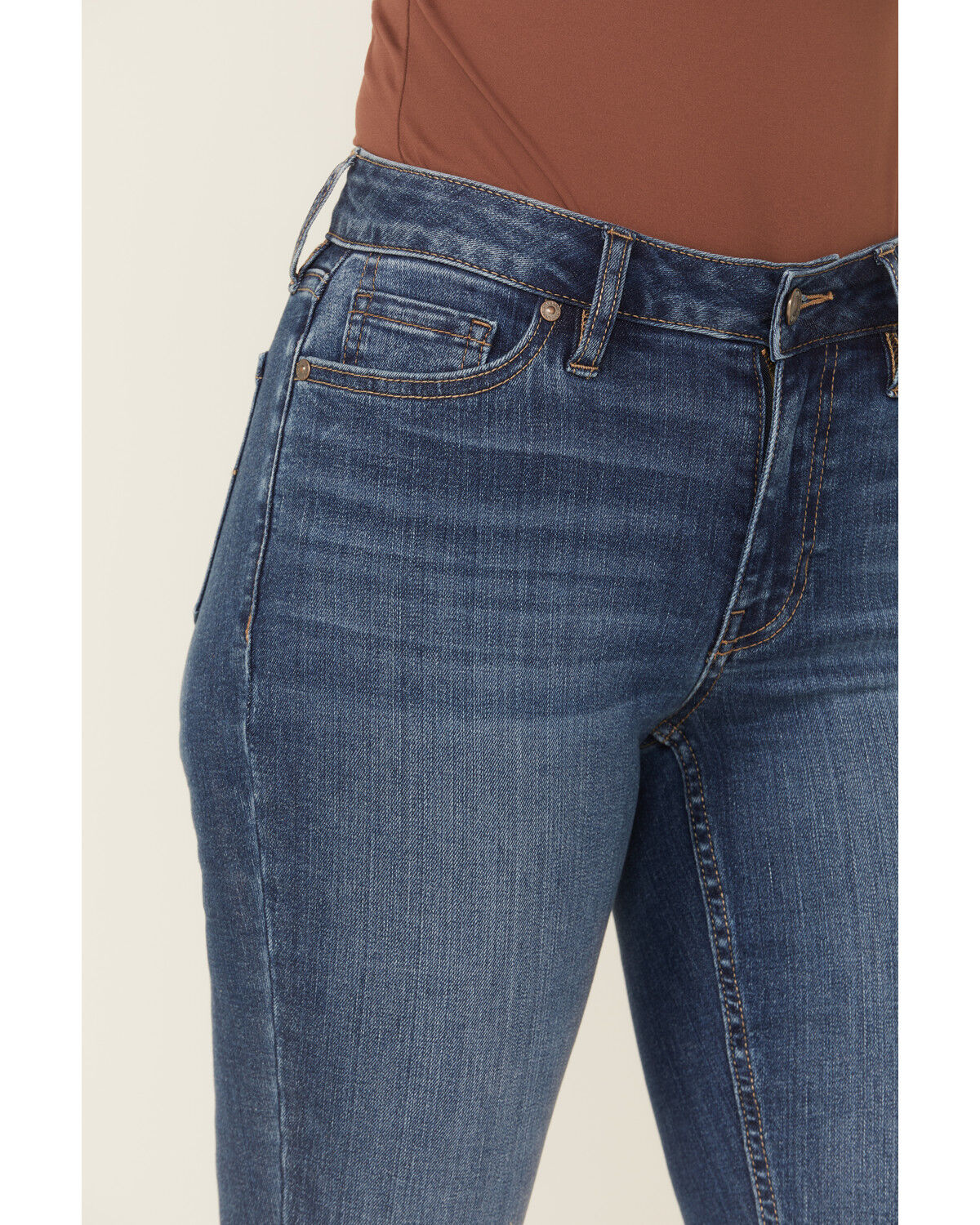 Shyanne Women's Aria Medium Wash Mid Rise Bootcut Stretch Denim Jeans