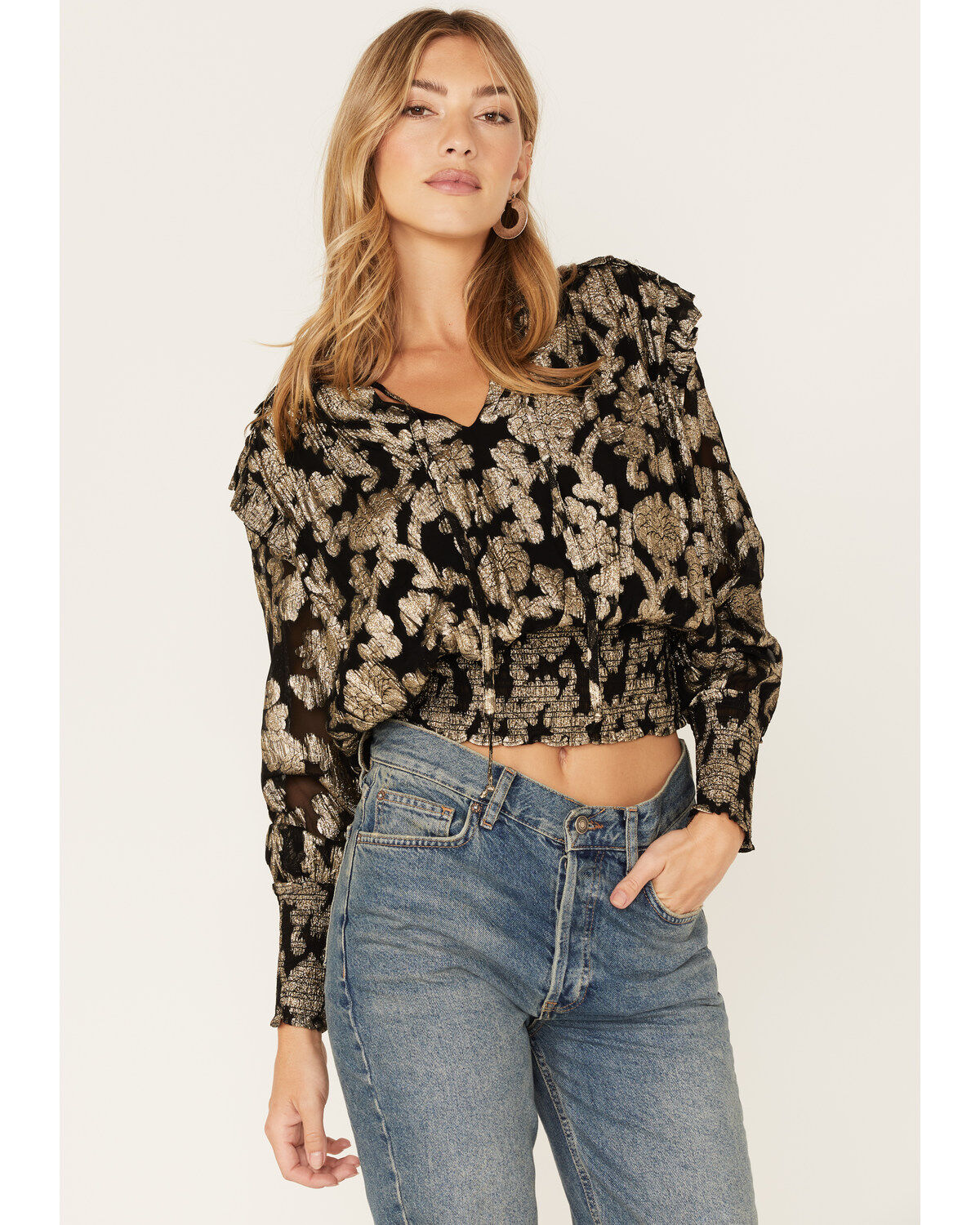 Revel Women's Floral Smocked Waist Top