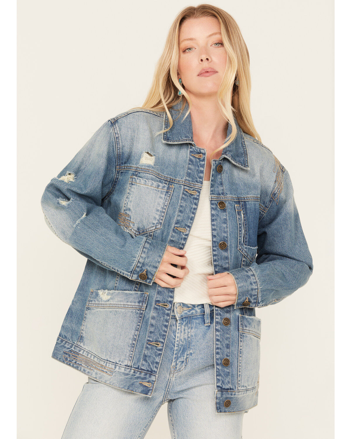 Cleo + Wolf Women's Medium Wash Denim Jacket